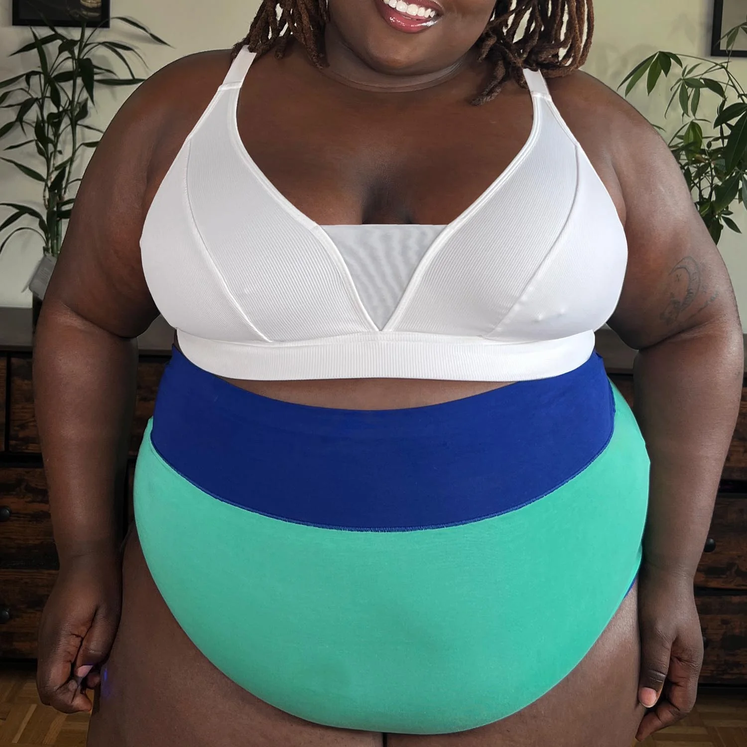 Organic Cotton Super High Waist Duo Knickers - Mint & Arabesque - Zenithce