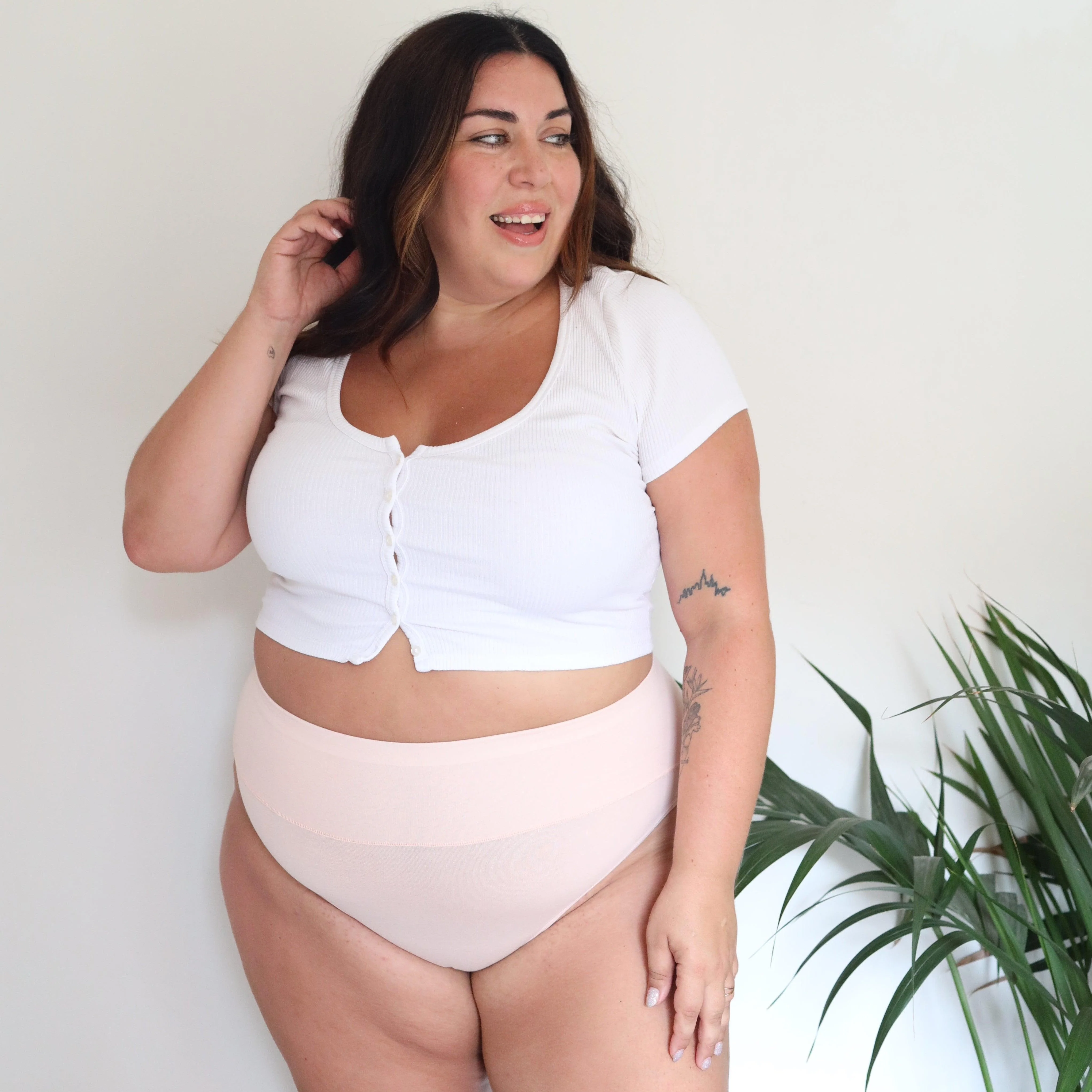 Organic Cotton Super High Leg Knickers - Ballet Pink - Zenithce