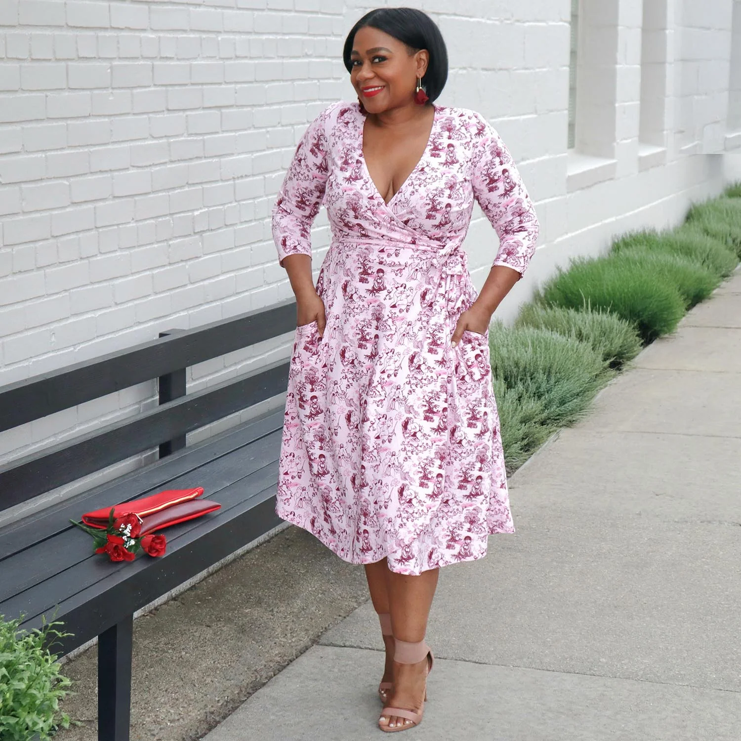 Wrap Dress - Passion au Jardin - L'Amour Rose - Zenithce