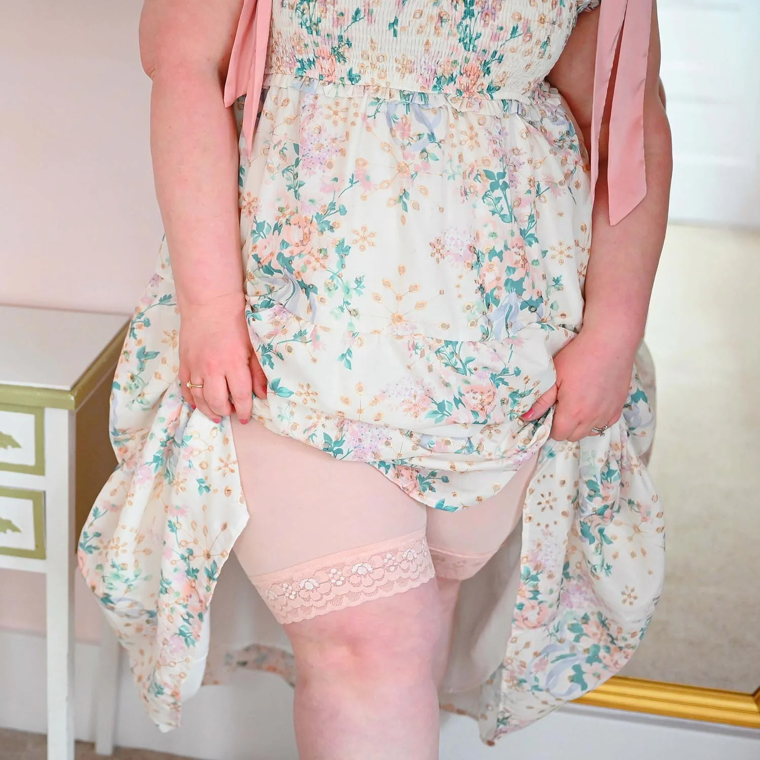 Lace Stay Cool Chub Rub Shorts - Ballet Pink - Zenithce