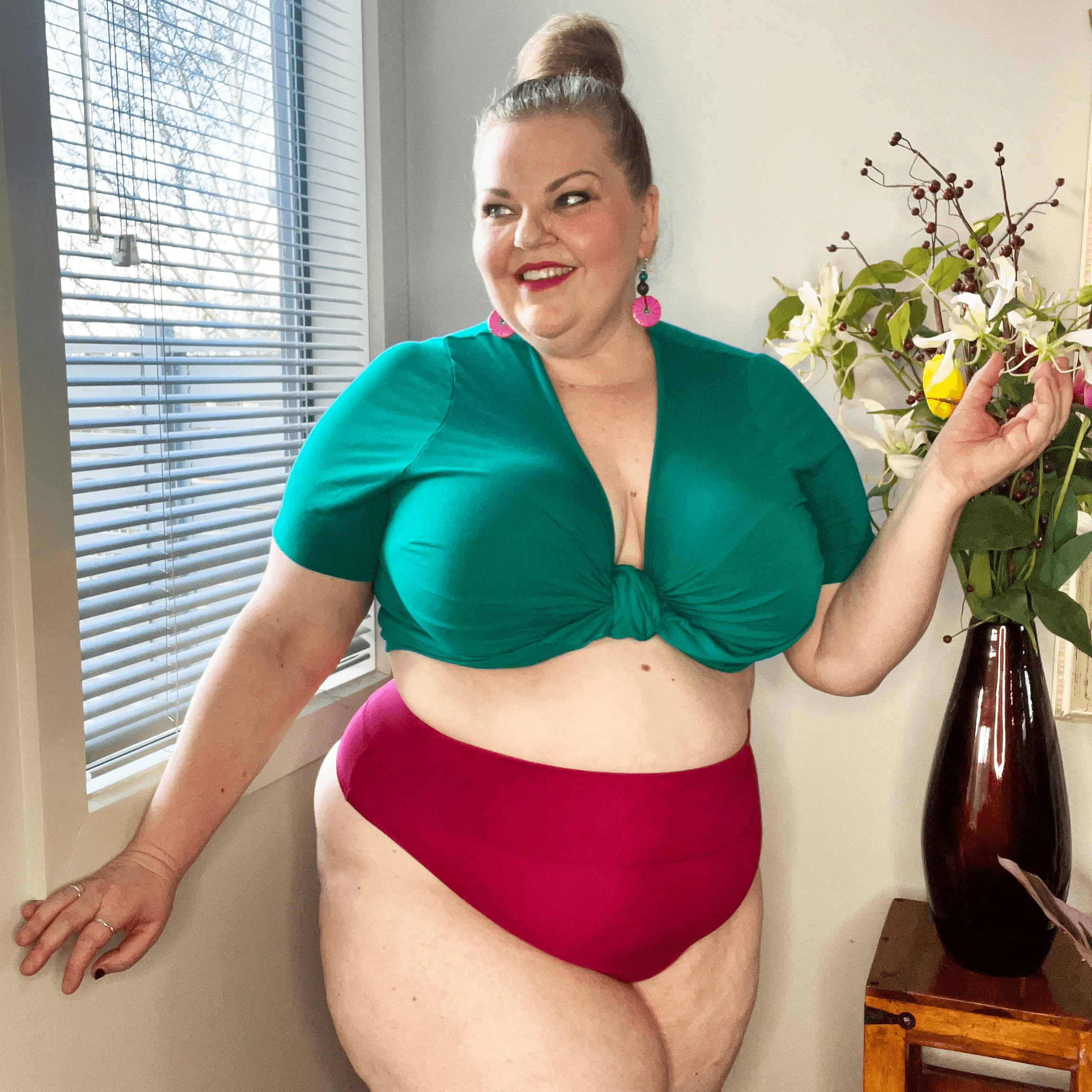 Organic Cotton Cheeky High Leg Knickers - Raspberry Pie - Zenithce