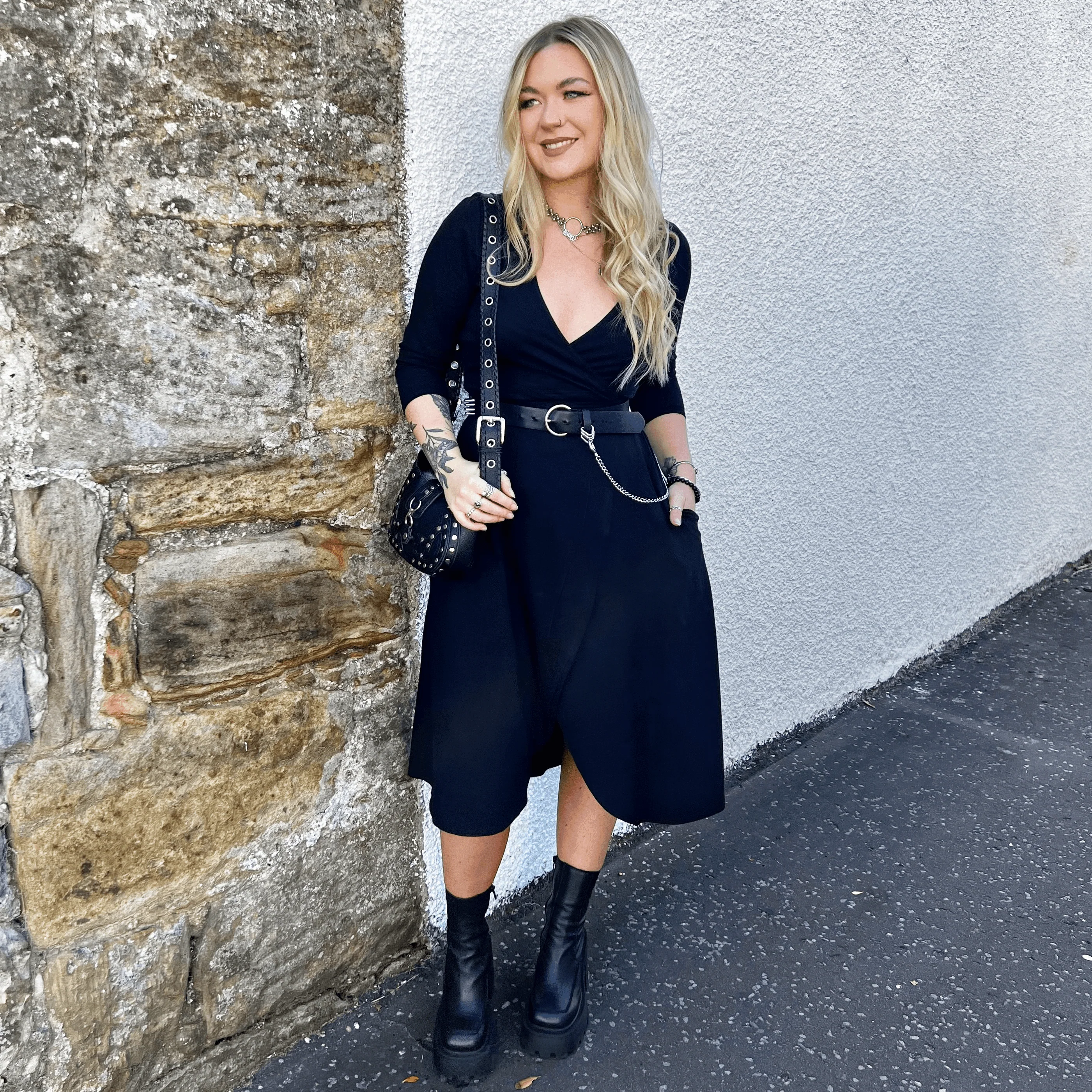 Wrap Dress - Black - Zenithce