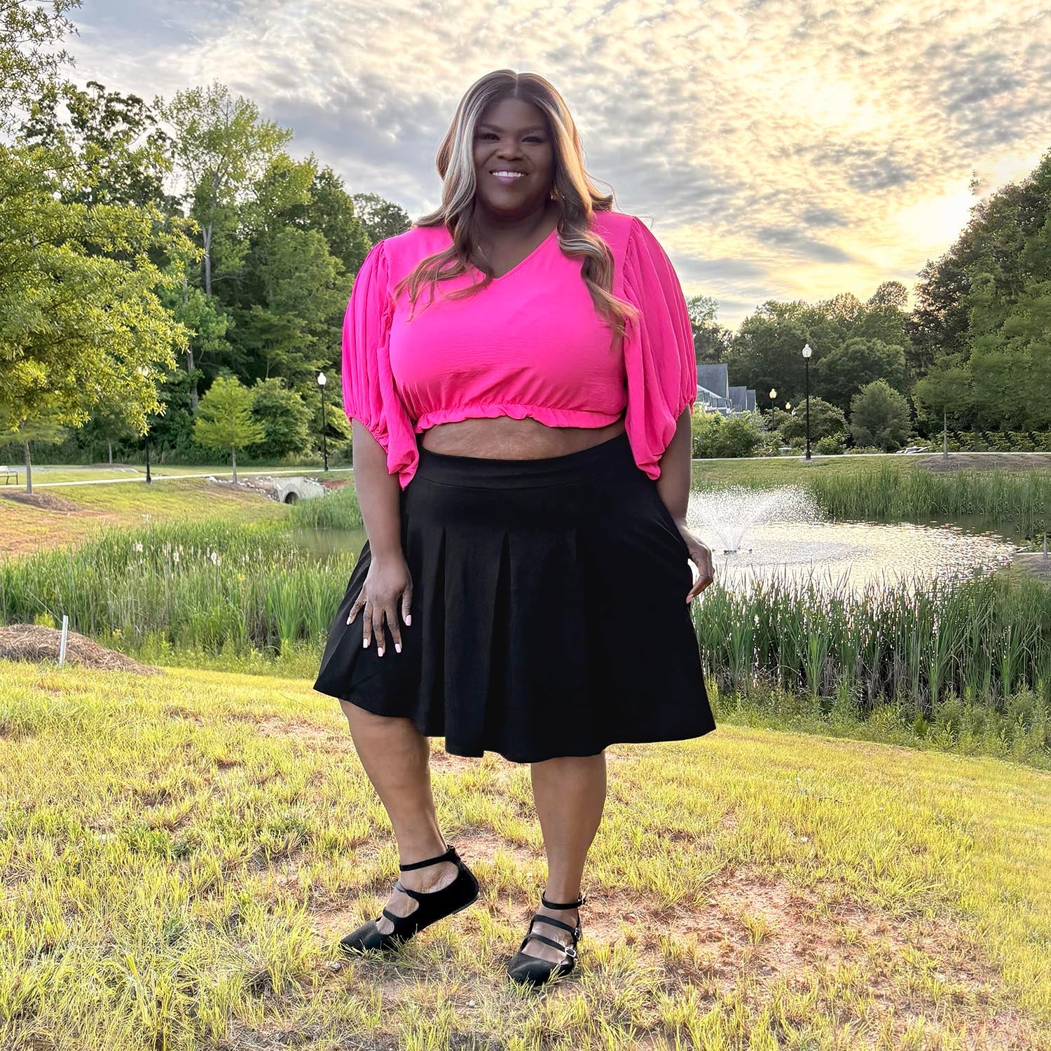 Petal Pleated Skort - Black - Zenithce