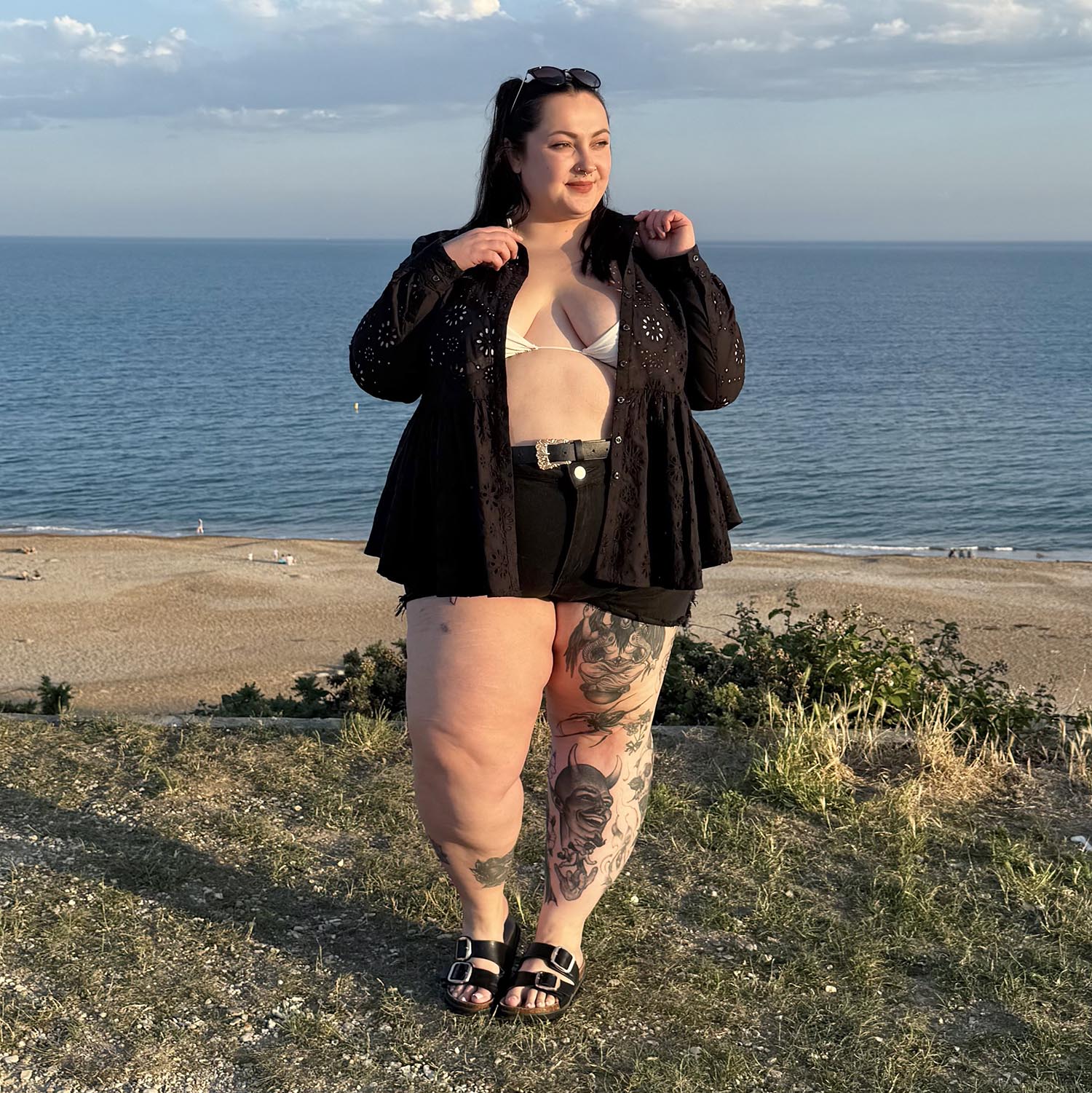 Broderie Anglaise Shirt - Black - Zenithce