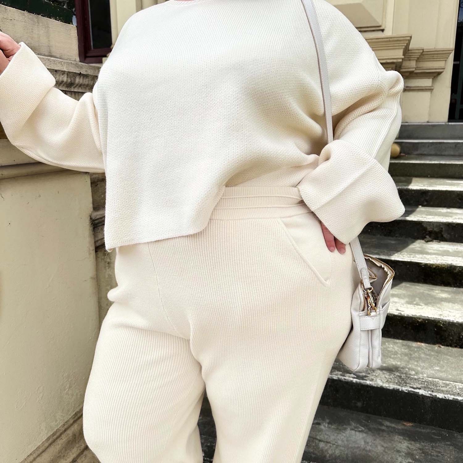 Knit Cropped Jumper - Oatmeal - Zenithce