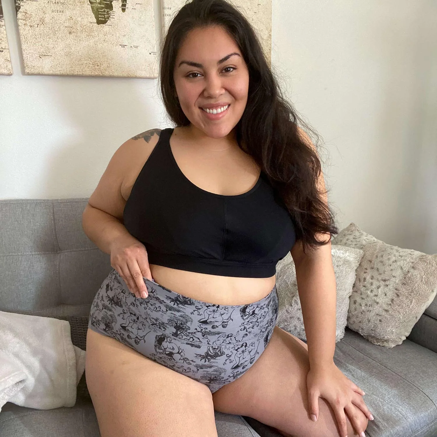 Organic Cotton Super High Waist Knickers - Passion au Jardin - L'Amour Noir - Zenithce