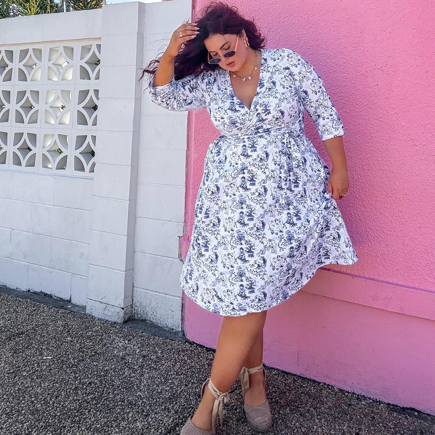 Wrap Dress - Passion au Jardin - L'Amour Bleu - Zenithce