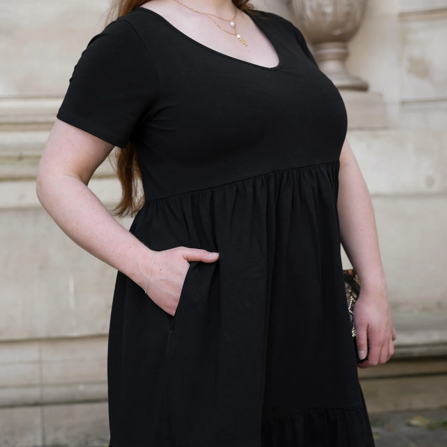 Tiered Midi Dress - Black - Zenithce