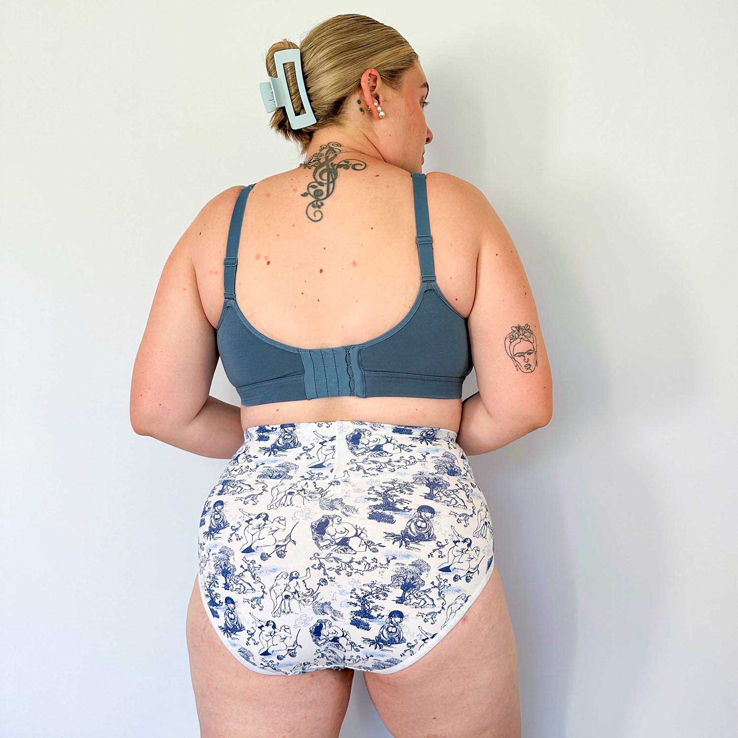 Organic Cotton Full Brief Knickers - Passion au Jardin - L'Amour Bleu - Zenithce