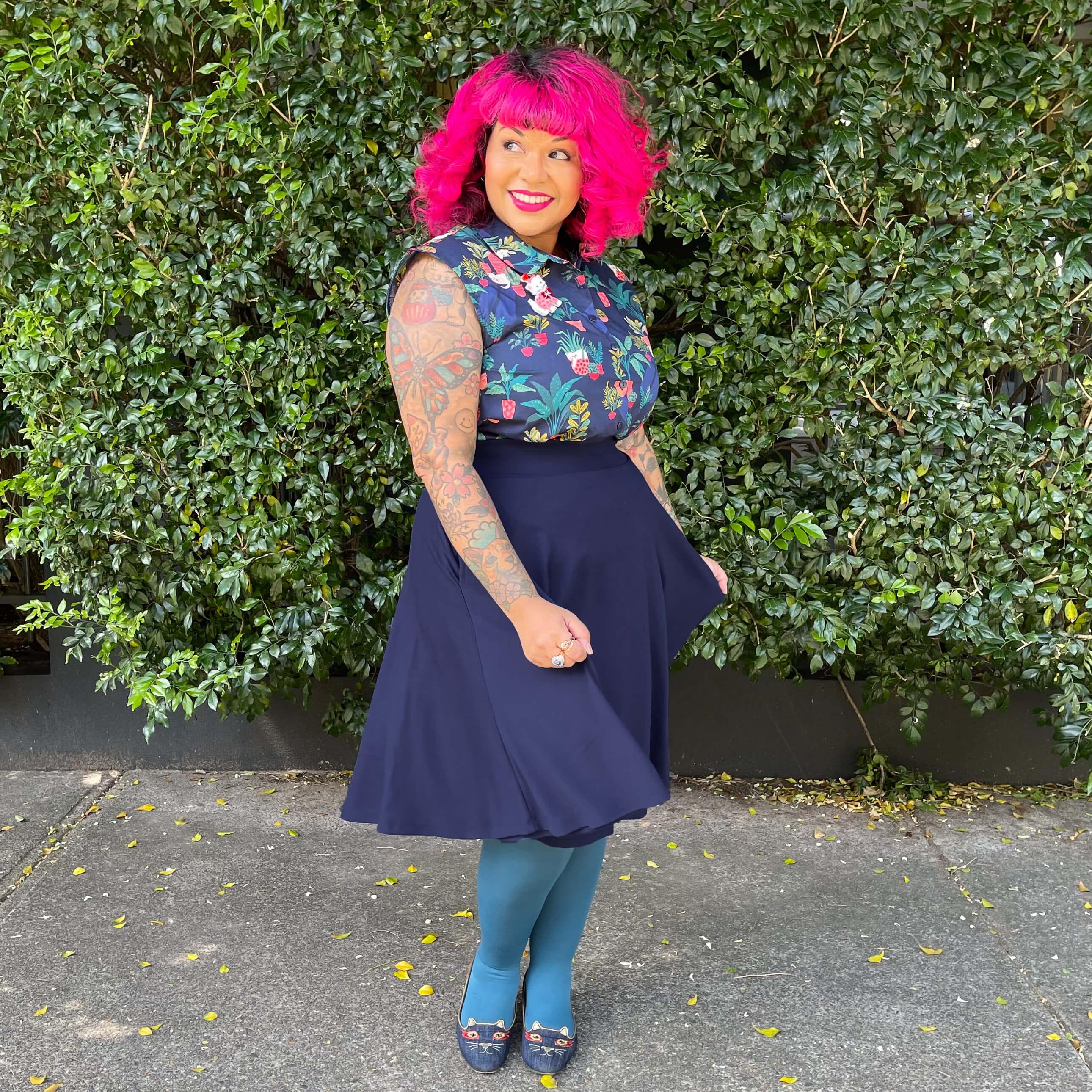 Flare Skirt - Navy - Zenithce