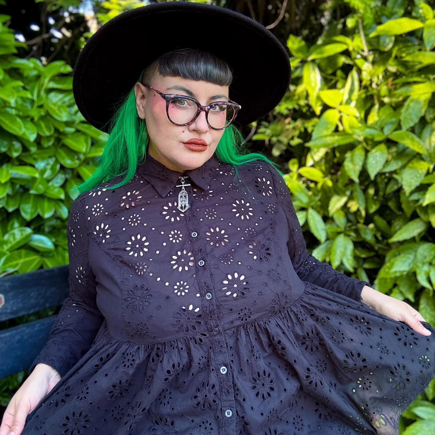 Broderie Anglaise Shirt - Black - Zenithce