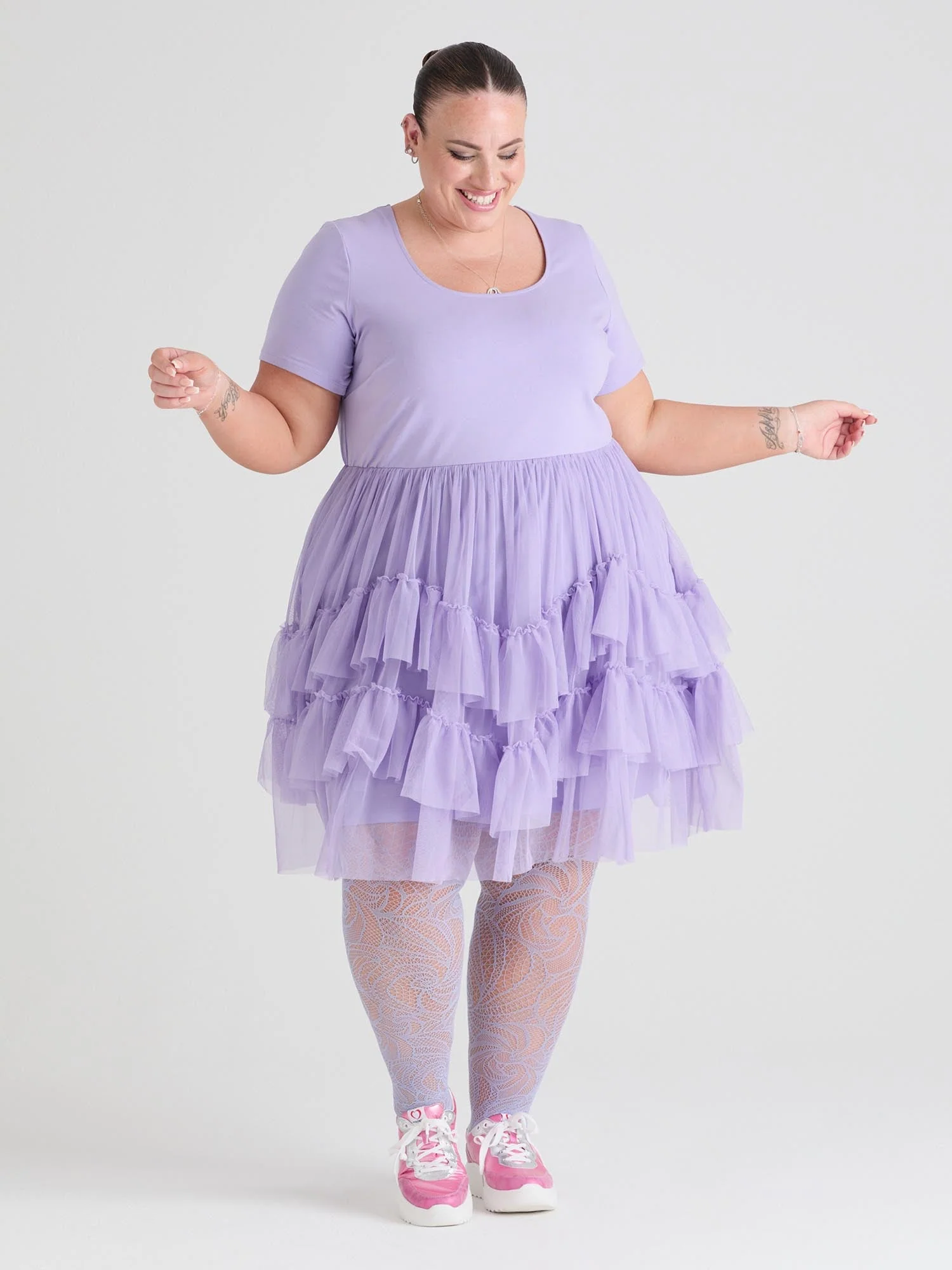 Tee Mesh Dress - Lavender Fields - Zenithce
