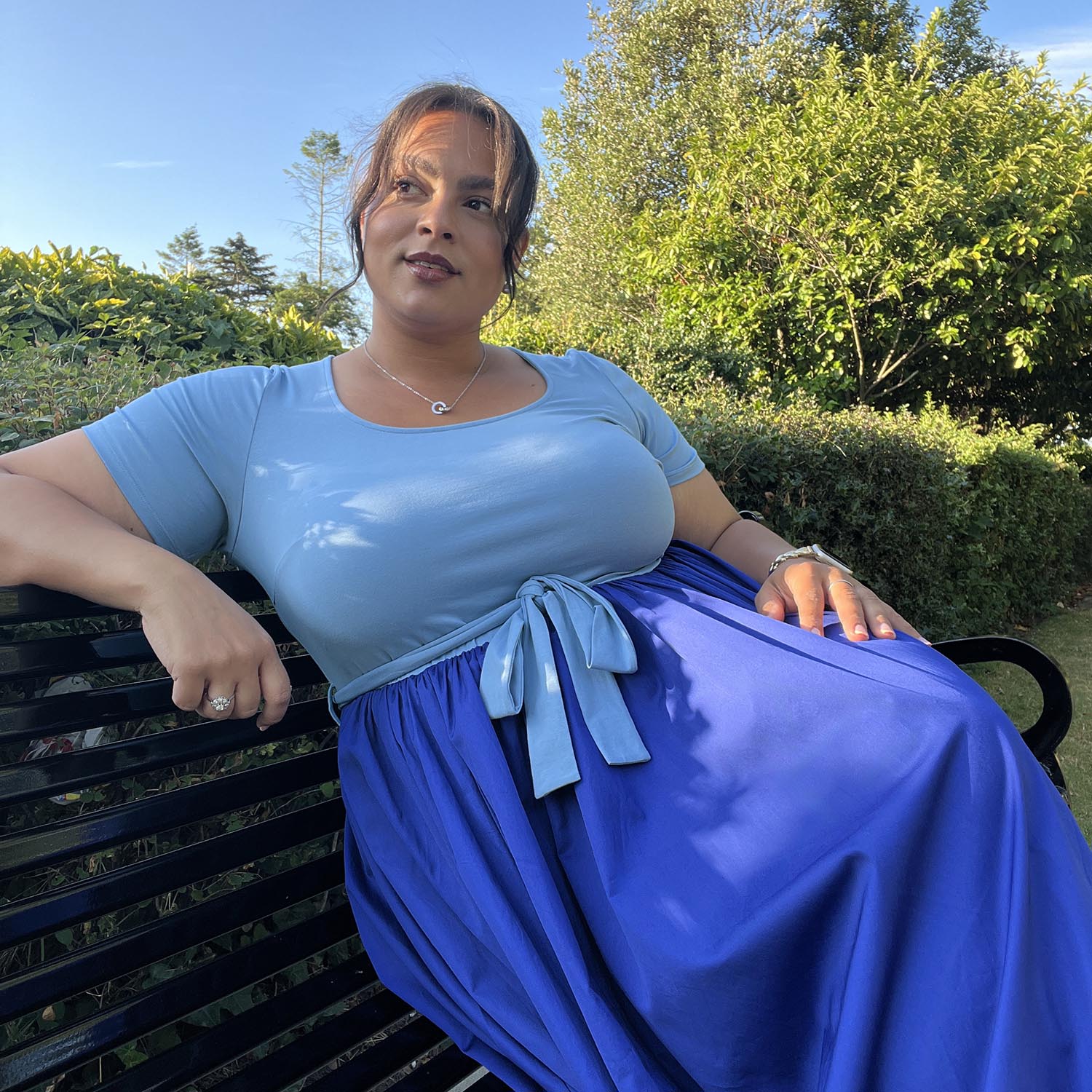 Midaxi Tee Poplin Dress - Duo Blue - Zenithce