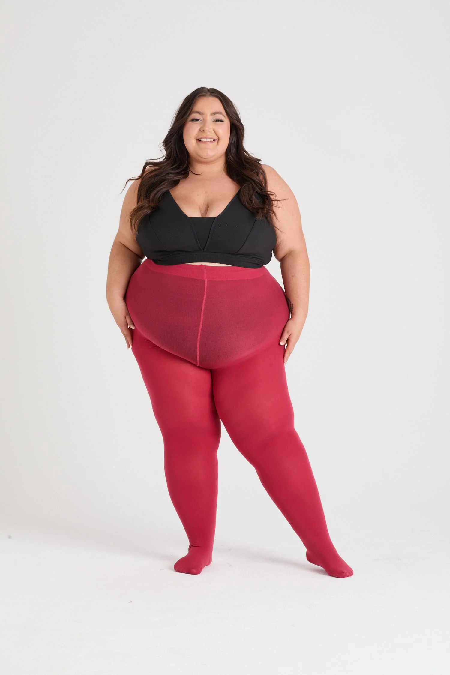 80 Denier Castor Oil Tights - Blood Red - Zenithce