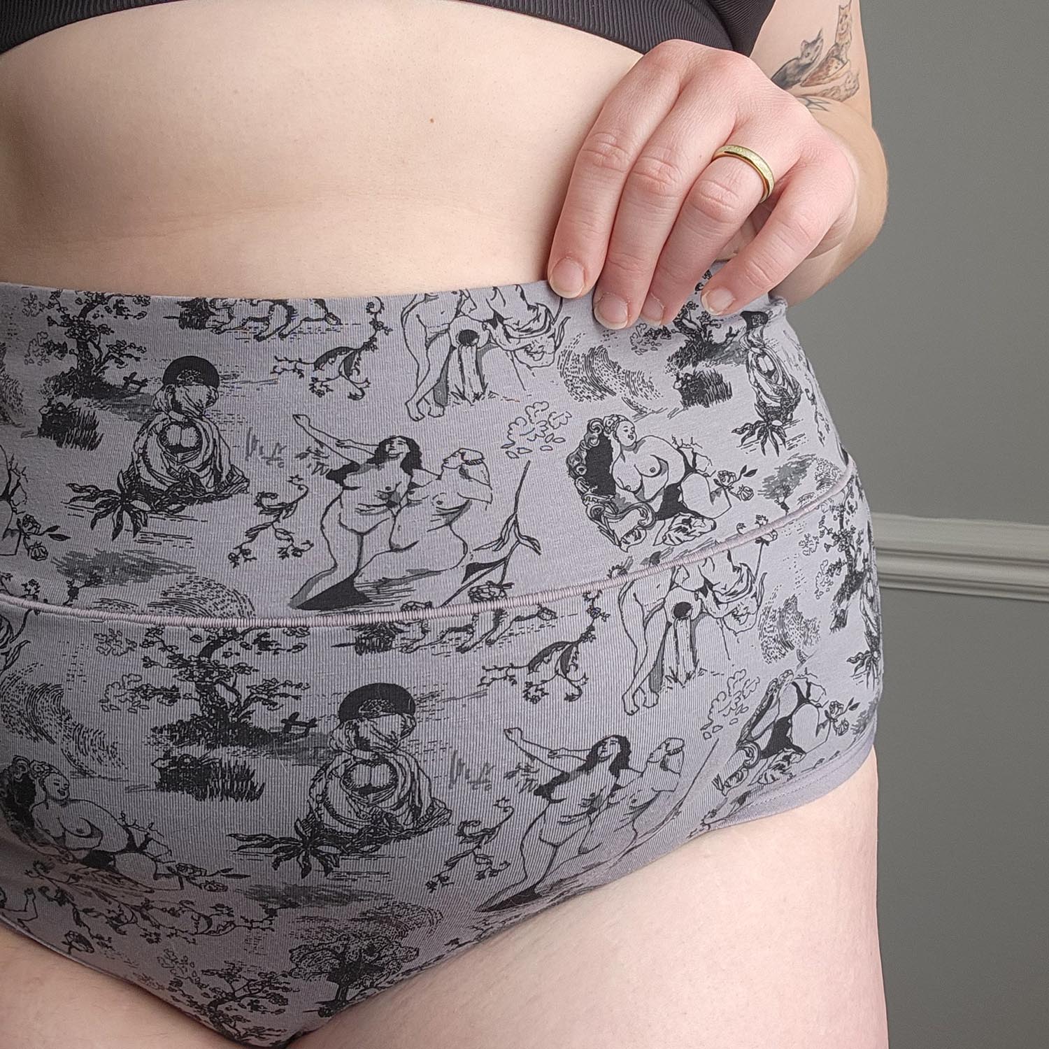 Organic Cotton Full Brief Knickers - Passion au Jardin - L'Amour Noir - Zenithce