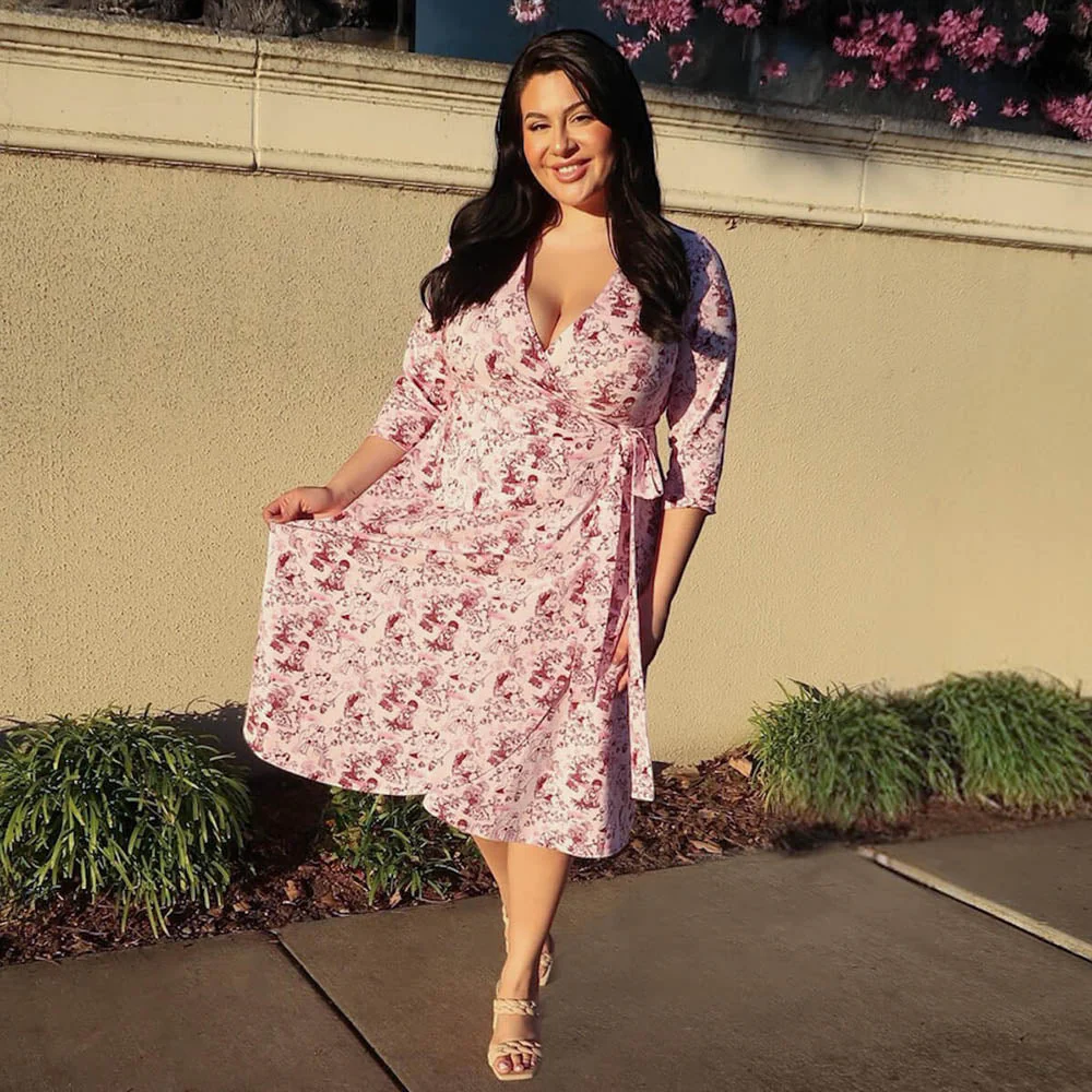 Wrap Dress - Passion au Jardin - L'Amour Rose - Zenithce