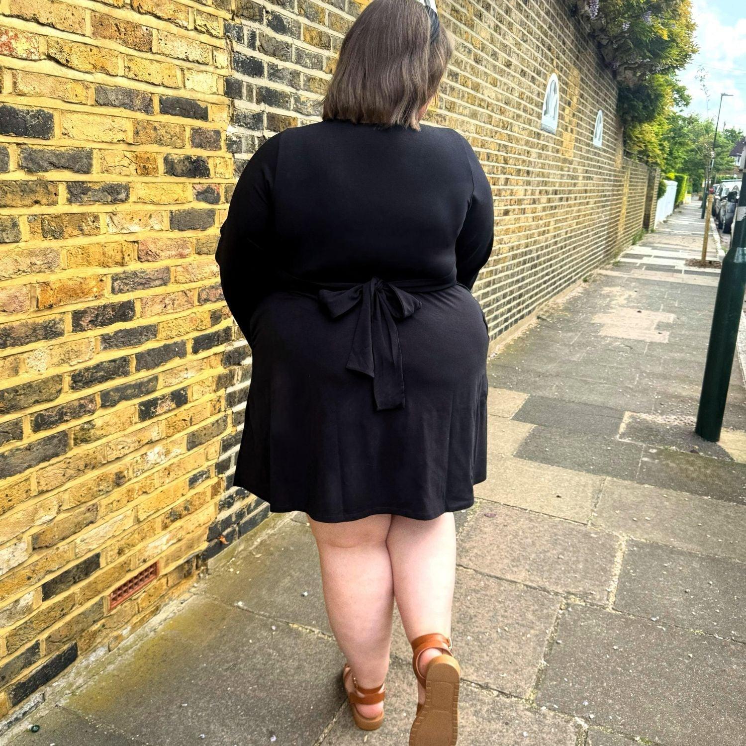 Bell Sleeve Mini Dress - Black - Zenithce