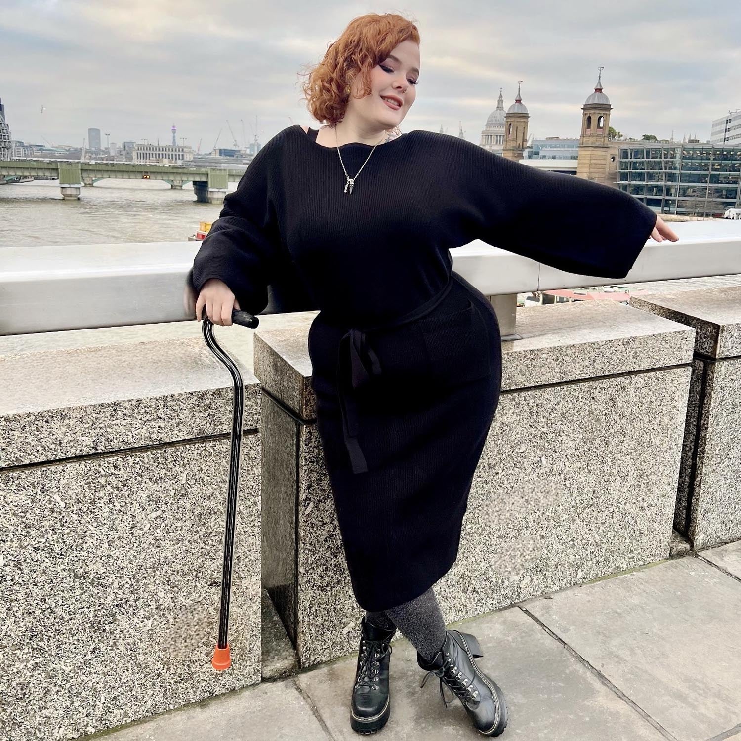 Midi Knitted Cocoon Dress - Black - Zenithce