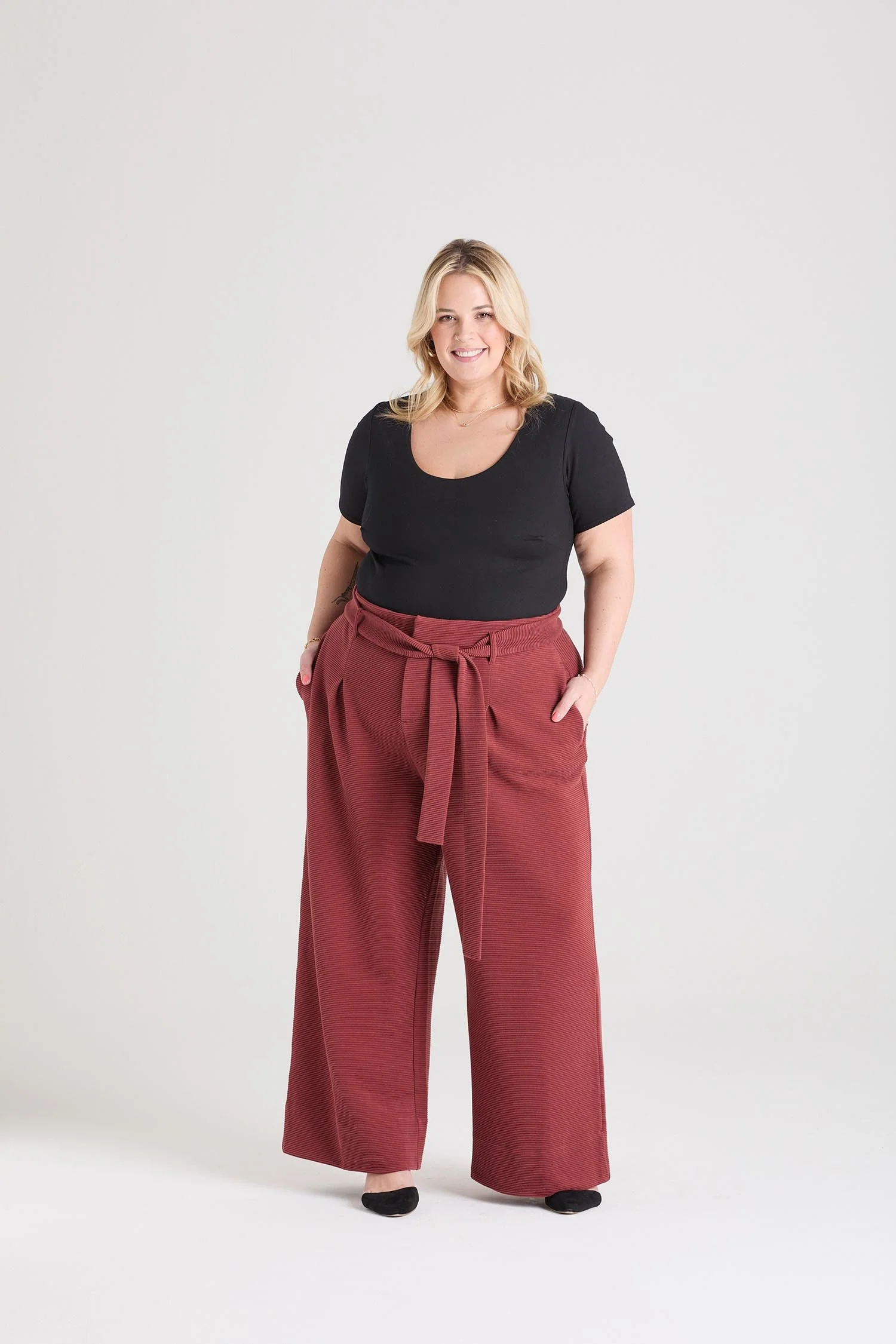 Ottoman Wide Leg Tailored Trousers - Cinnamon - Zenithce