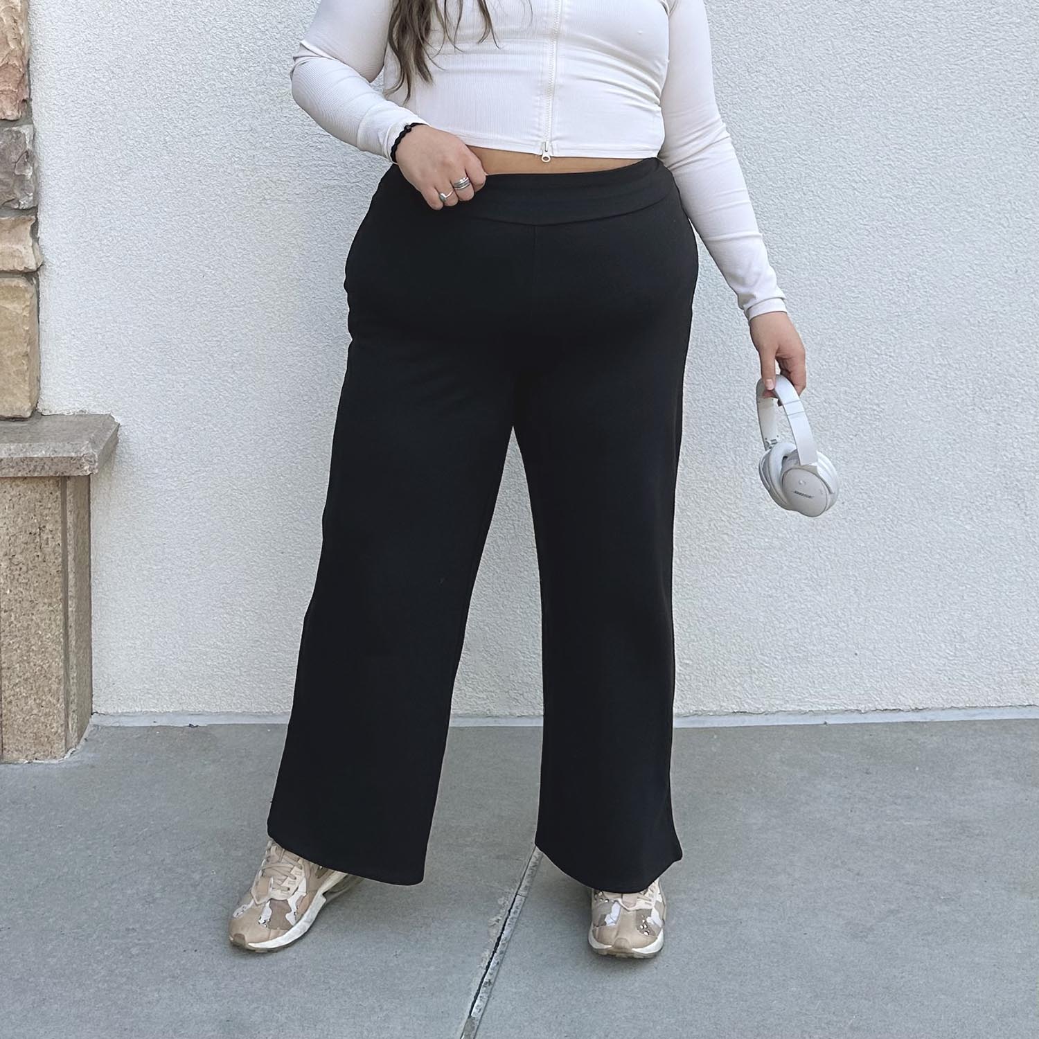 Squat-Proof Wide Leg Leggings - Black - Zenithce