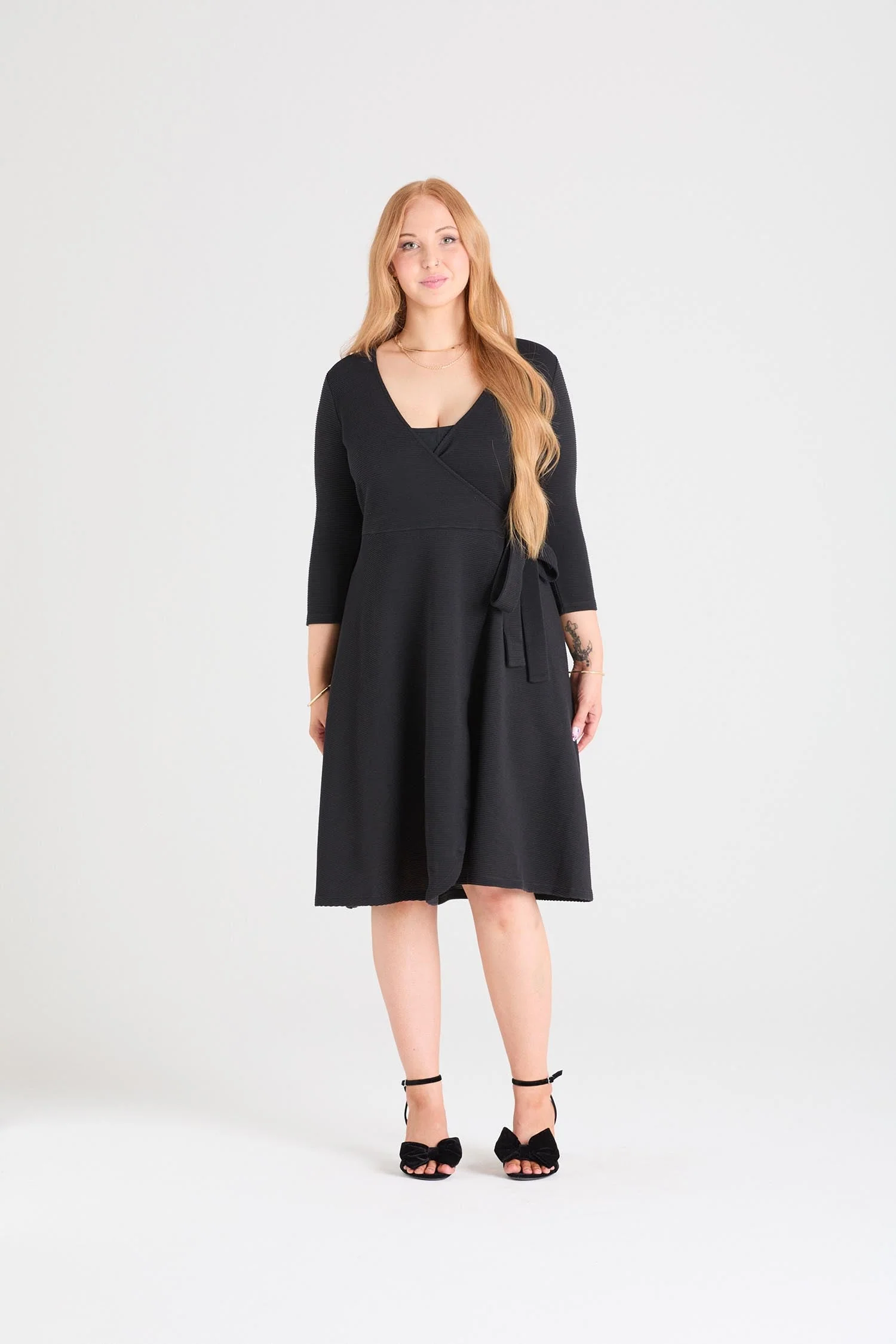 Ottoman Wrap Around Dress - Black - Zenithce