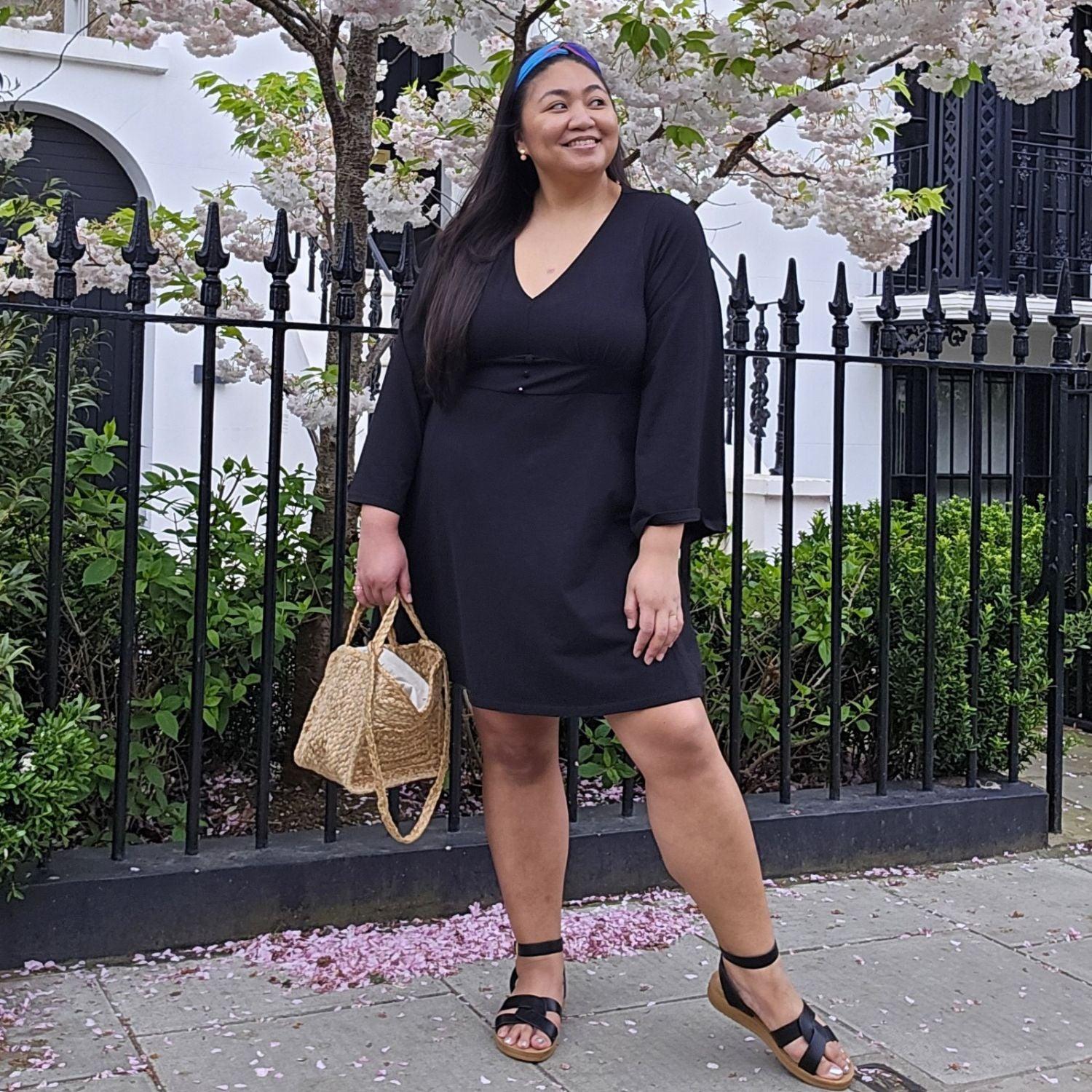 Bell Sleeve Mini Dress - Black - Zenithce