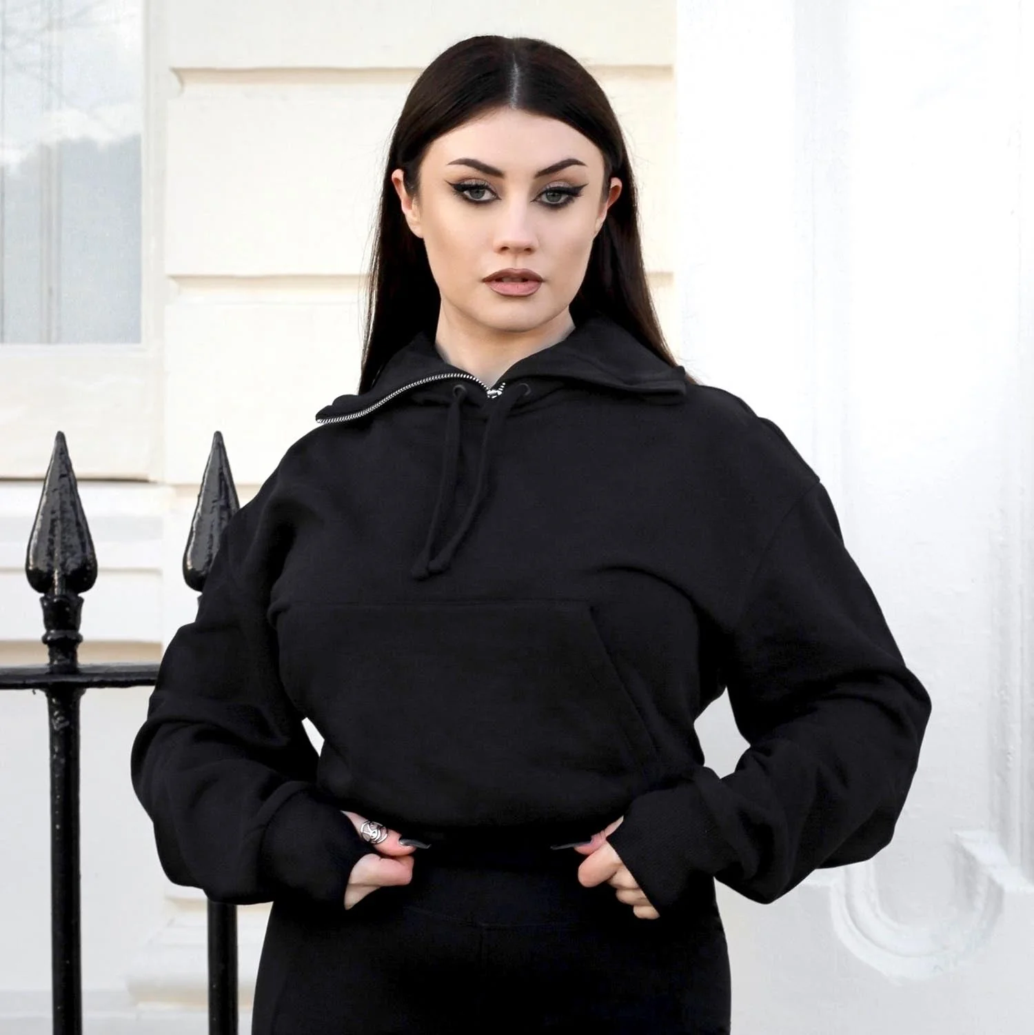 Organic Cotton Cropped Hoodie with Bow Back - Zenithce