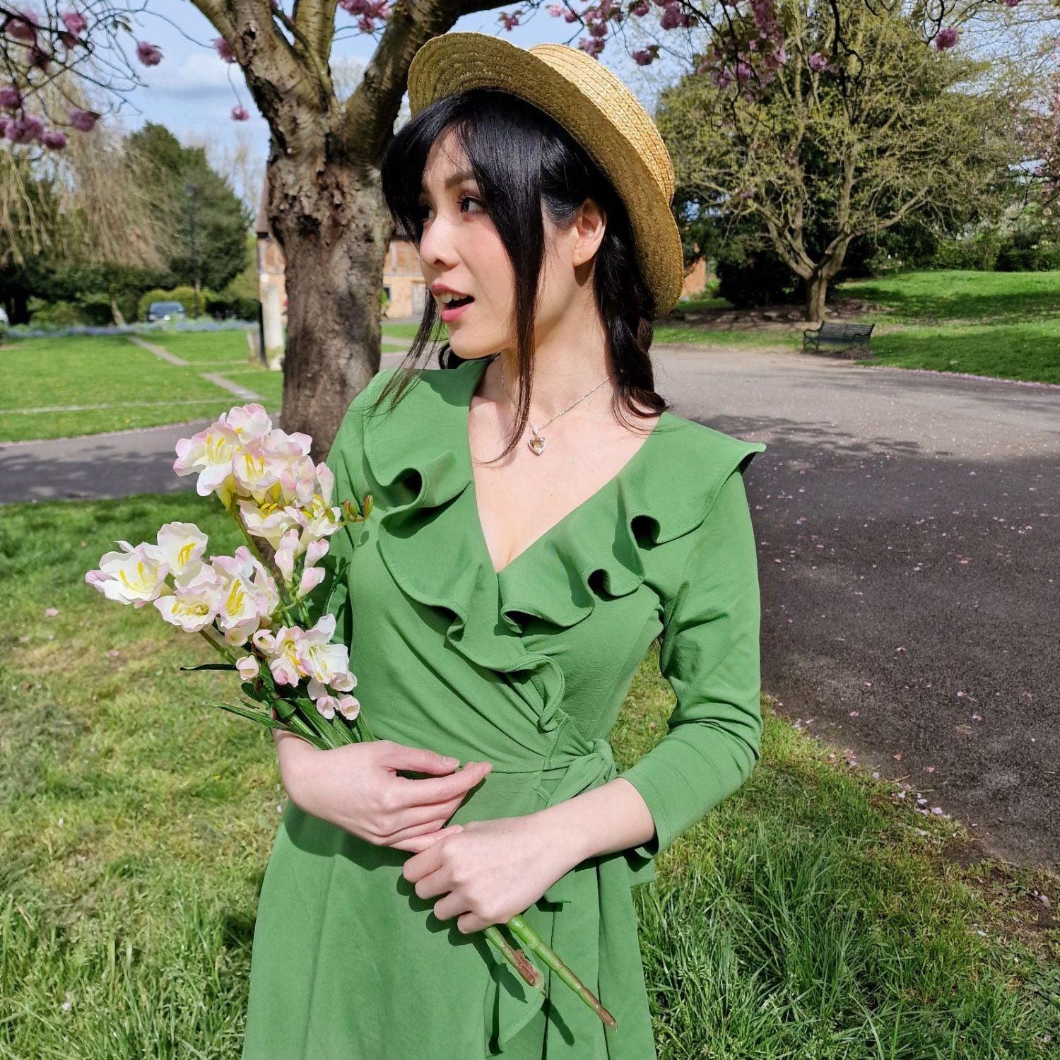 Frill Wrap Dress - Meadow - Zenithce