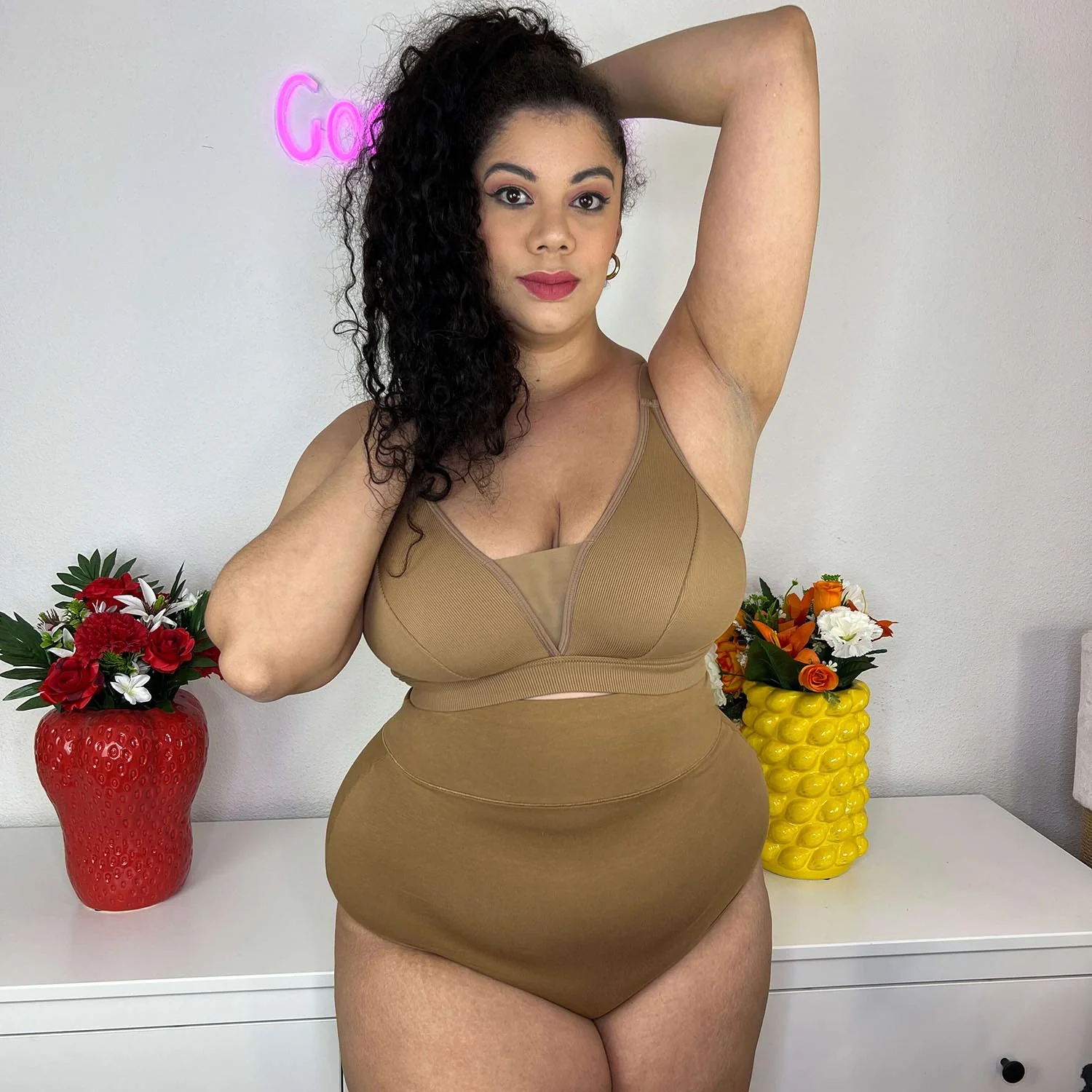 Organic Cotton Super High Waist Knickers - Caramel - Zenithce