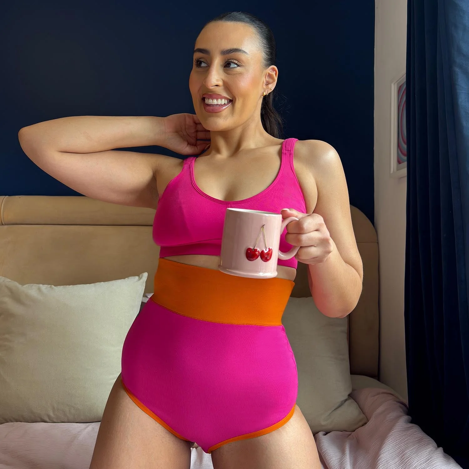 Organic Cotton Super High Waist Duo Knickers - Barbara & Papaya - Zenithce