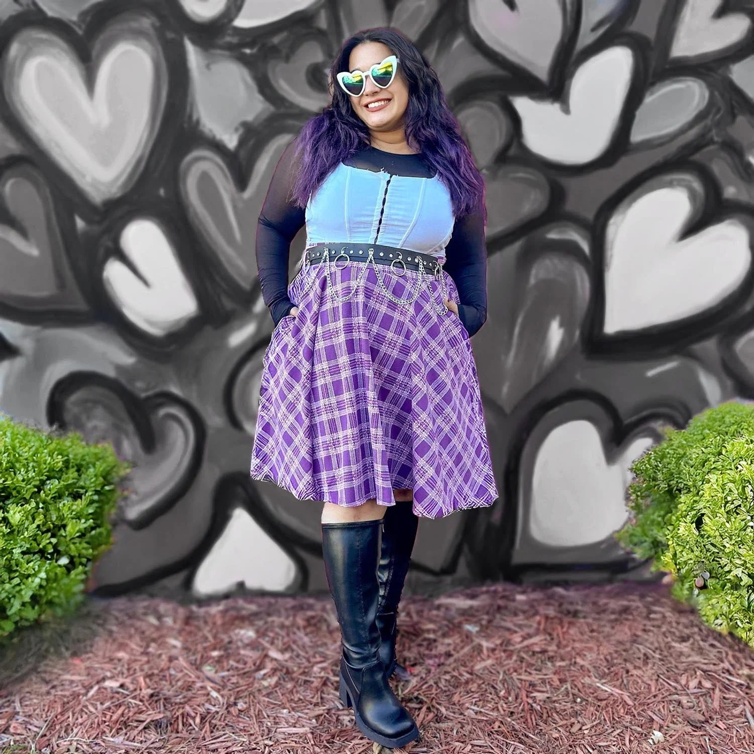 Plaid Flare Skirt - Thistle (V2) - Zenithce