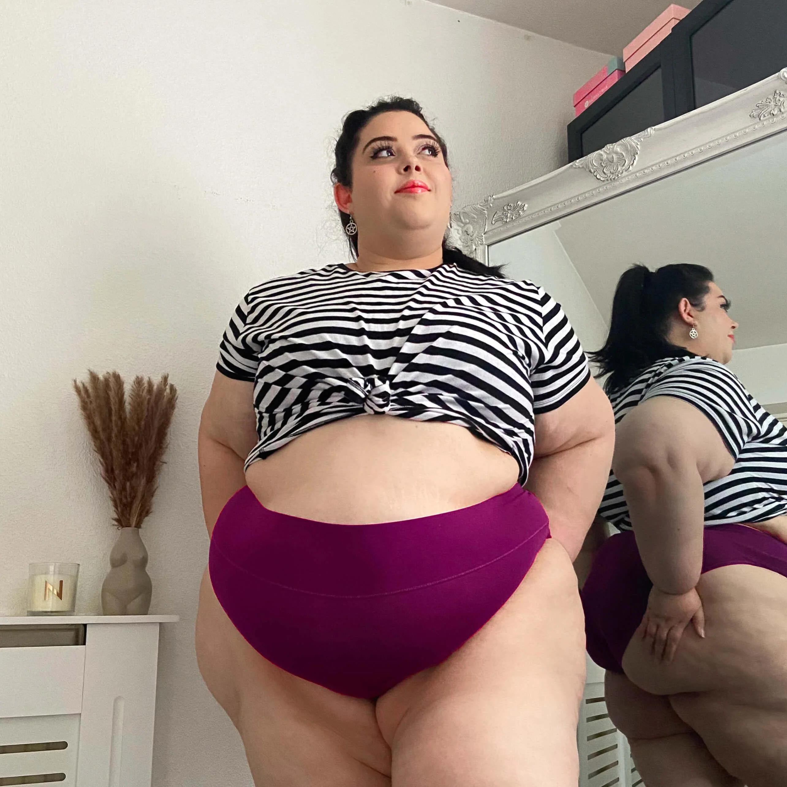 Organic Cotton Super High Leg Knickers - Figgy Pudding - Zenithce