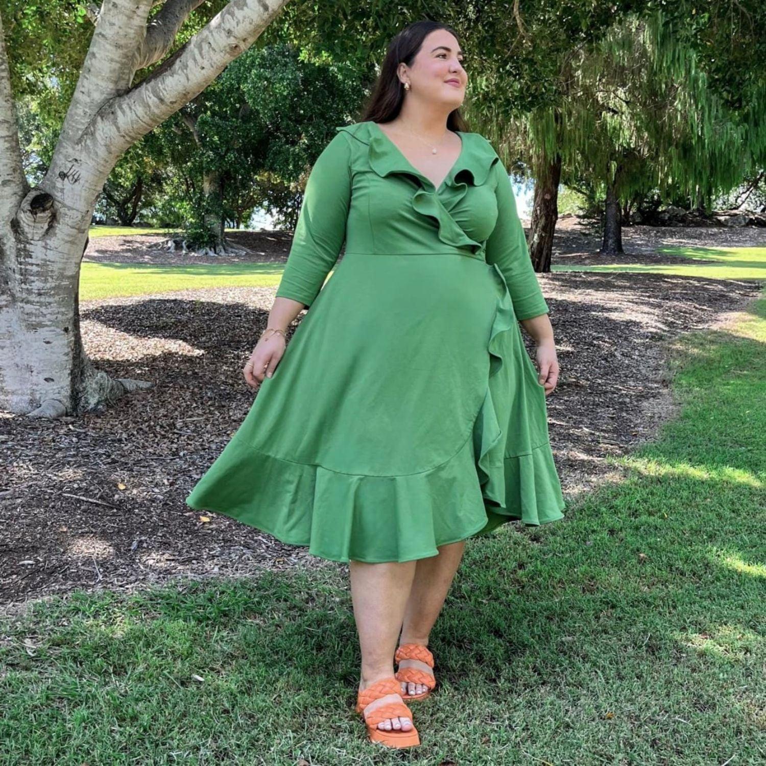 Frill Wrap Dress - Meadow - Zenithce