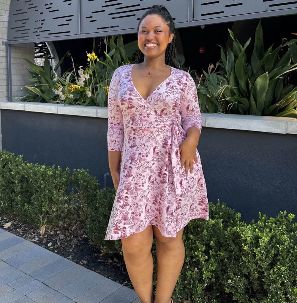 Mini Wrap Dress - Passion au Jardin - L'Amour Rose - Zenithce