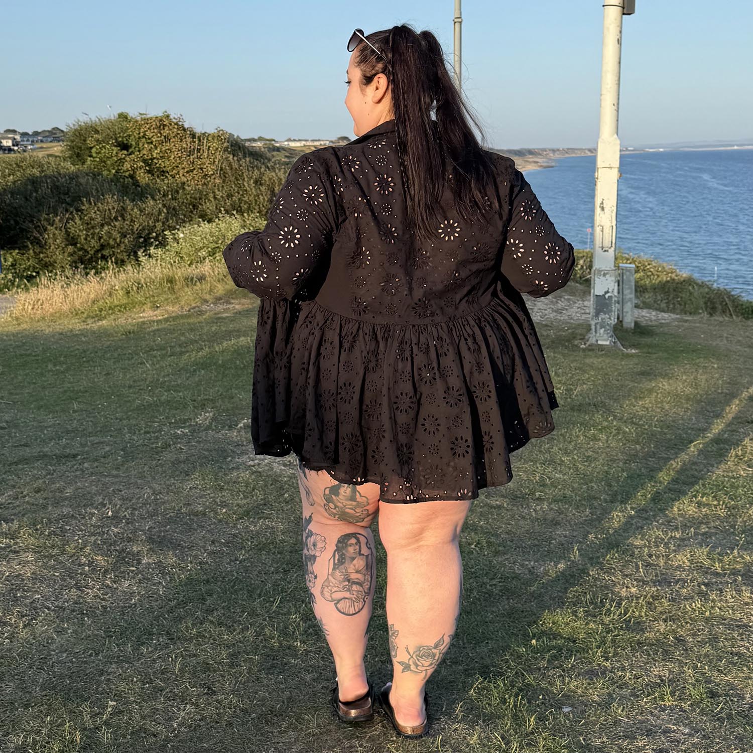 Broderie Anglaise Shirt - Black - Zenithce