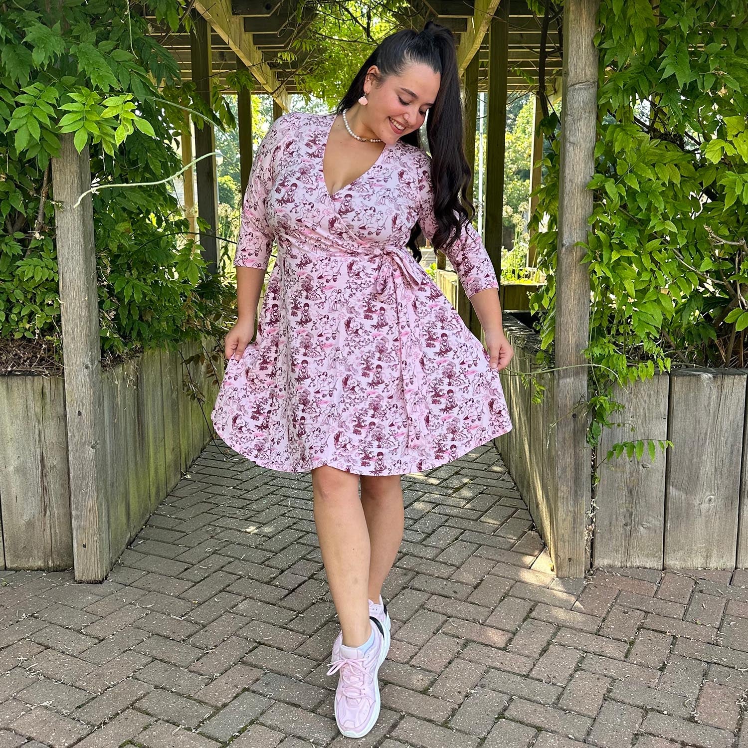 Mini Wrap Dress - Passion au Jardin - L'Amour Rose - Zenithce