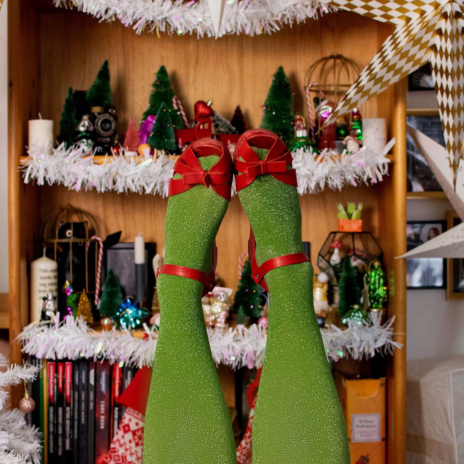 Lux Sparkle Tights - Peas - Zenithce