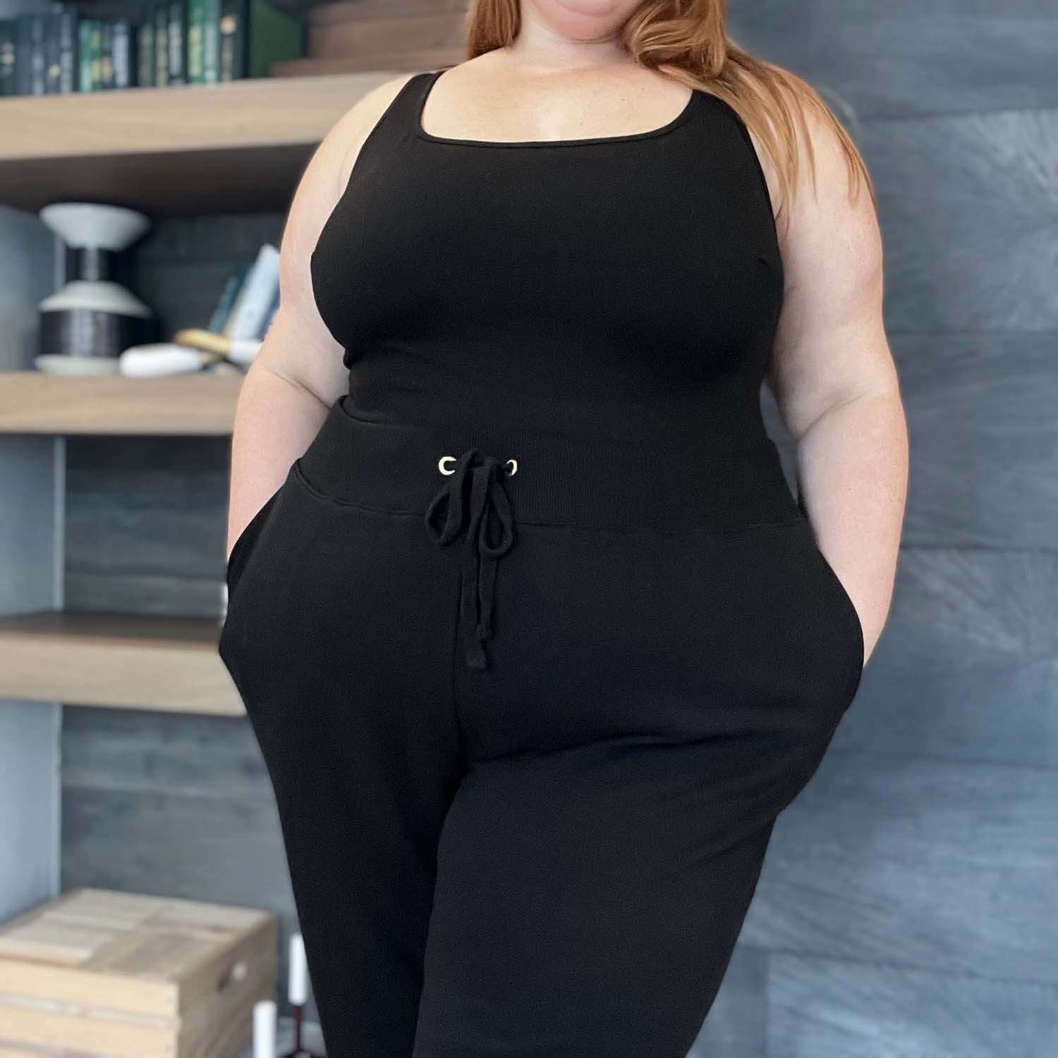 Organic Cotton Wide Leg Joggers - Black - Zenithce