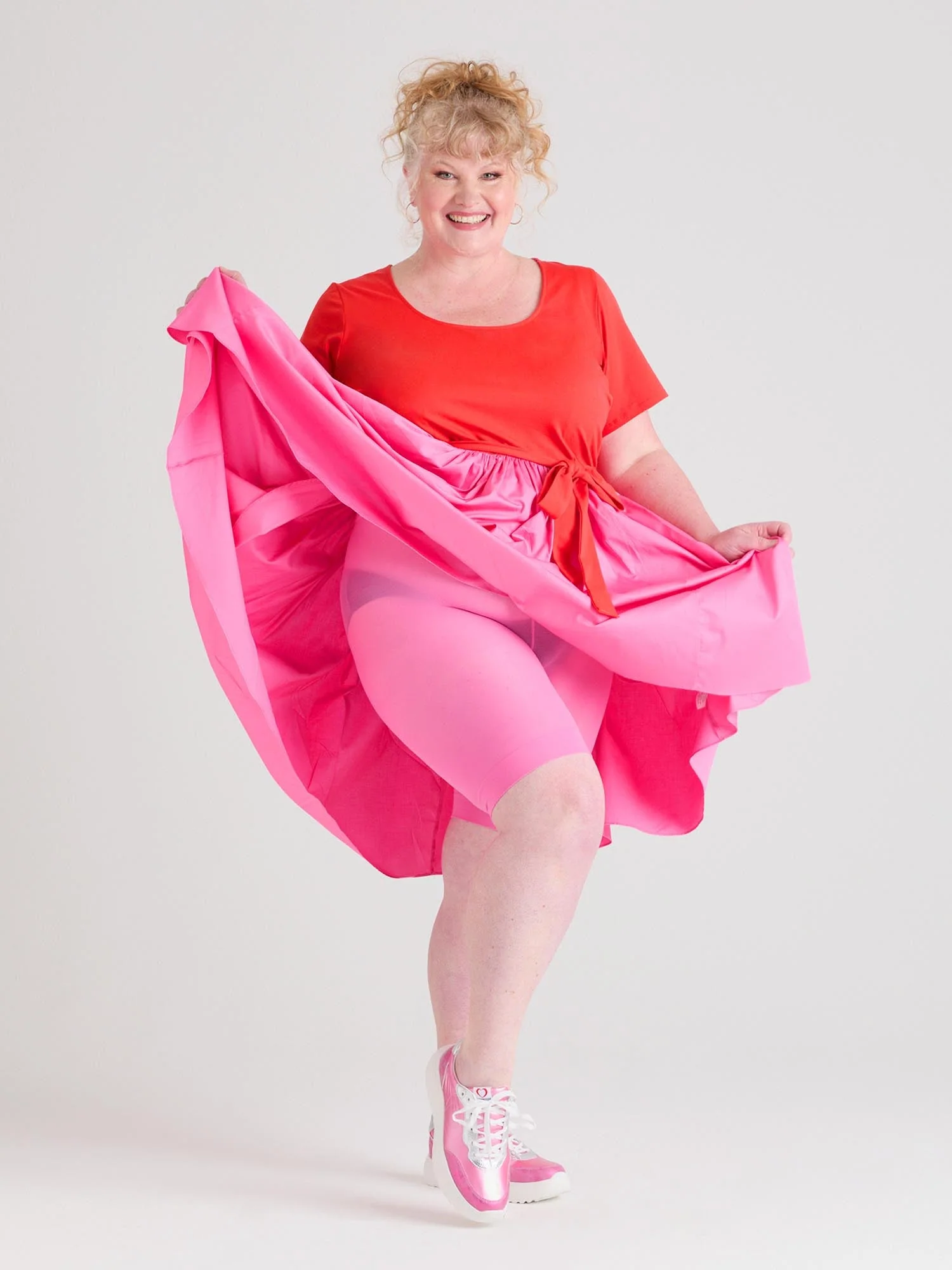 Poplin Tee Dress - Sangria/Pink Lady - Zenithce