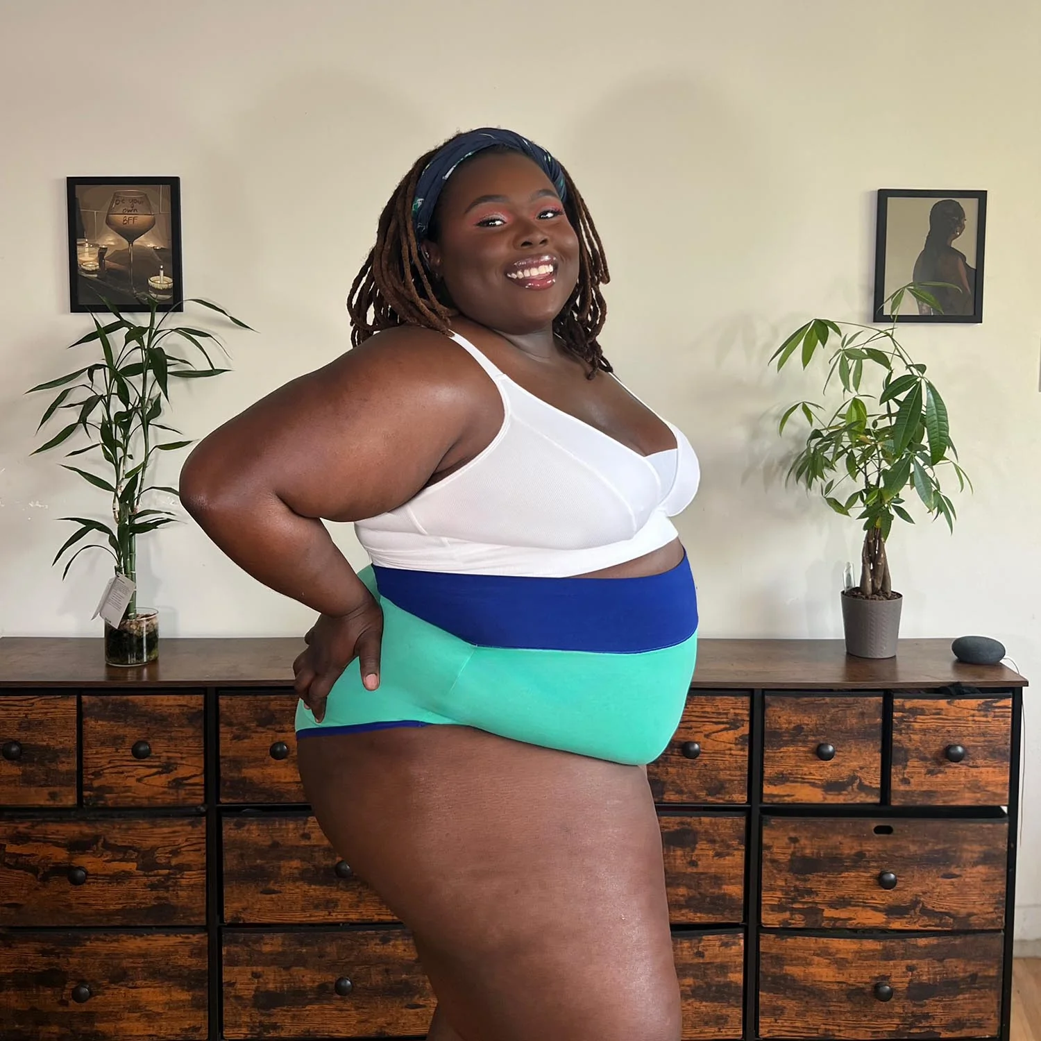 Organic Cotton Super High Waist Duo Knickers - Mint & Arabesque - Zenithce