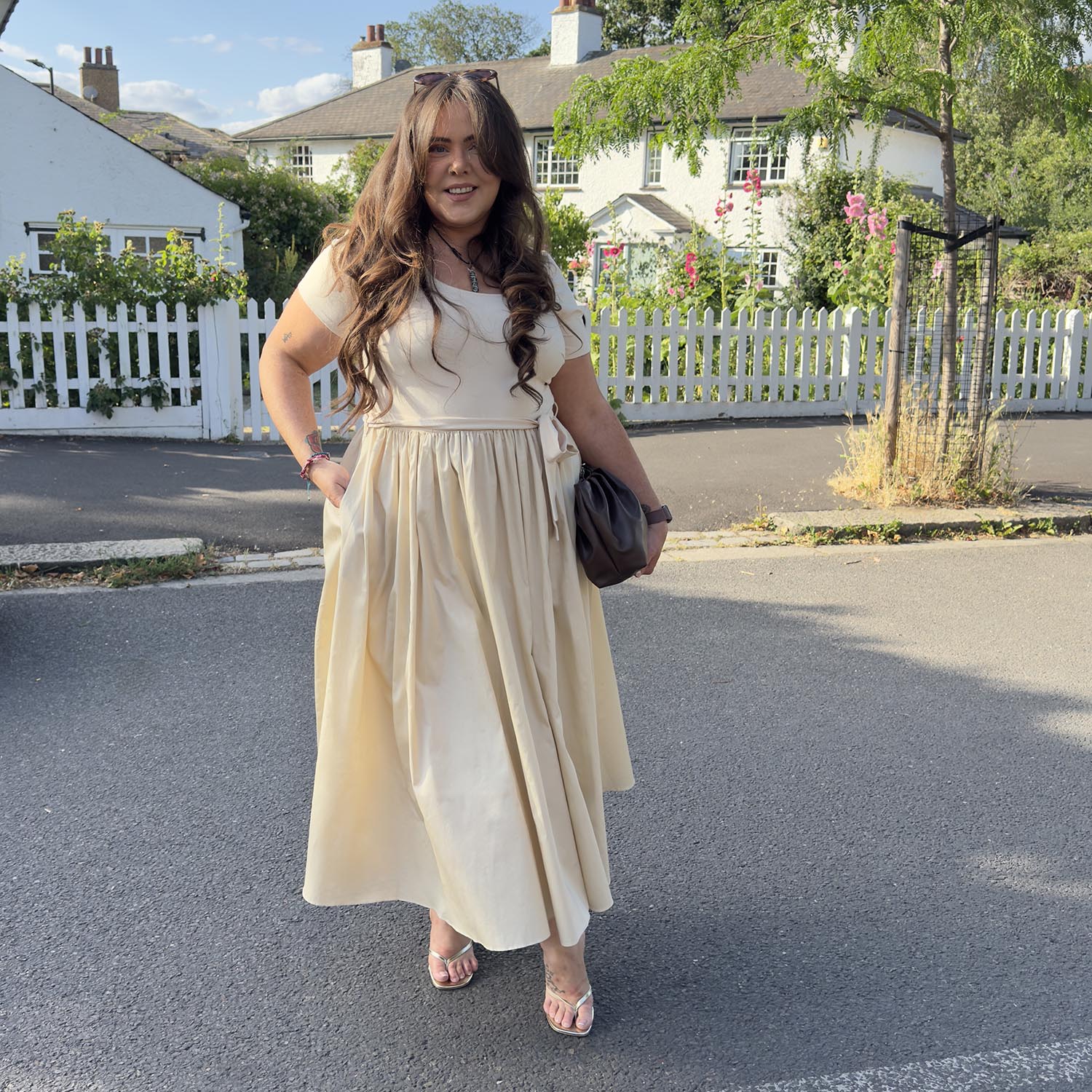 Midaxi Tee Poplin Dress - Oatmeal - Zenithce