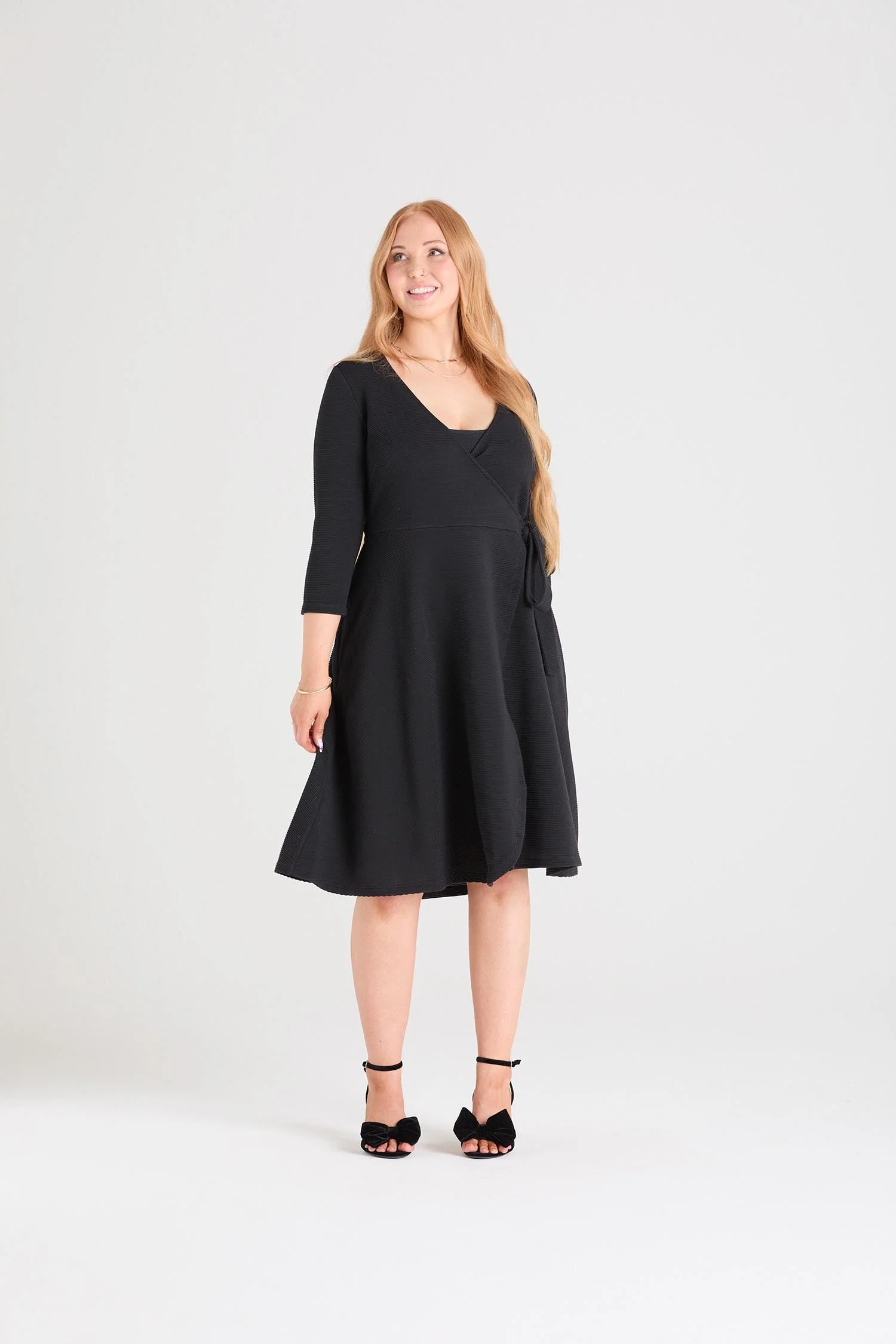Ottoman Wrap Around Dress - Black - Zenithce