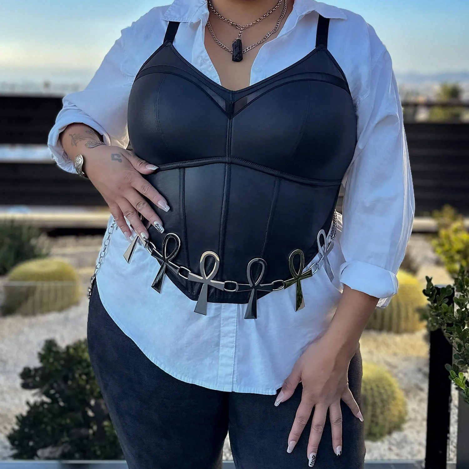 Siren Faux Leather Bustier - Zenithce