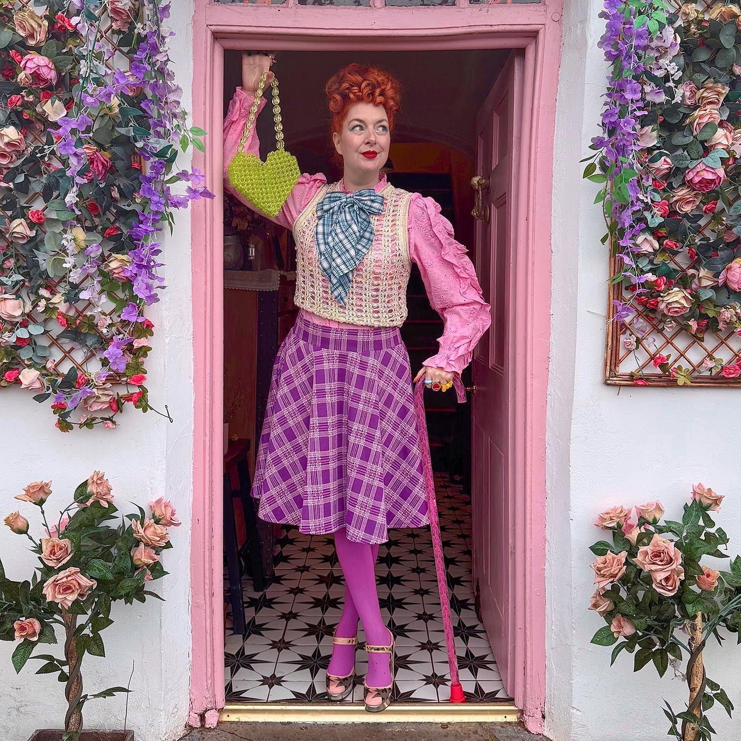 Plaid Flare Skirt - Thistle (V2) - Zenithce