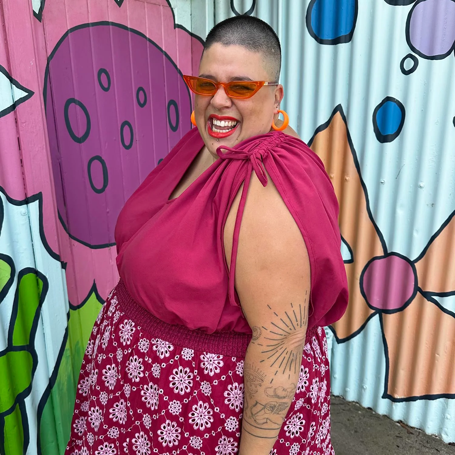 Broderie Anglaise Midi Dress - Blood Red - Zenithce