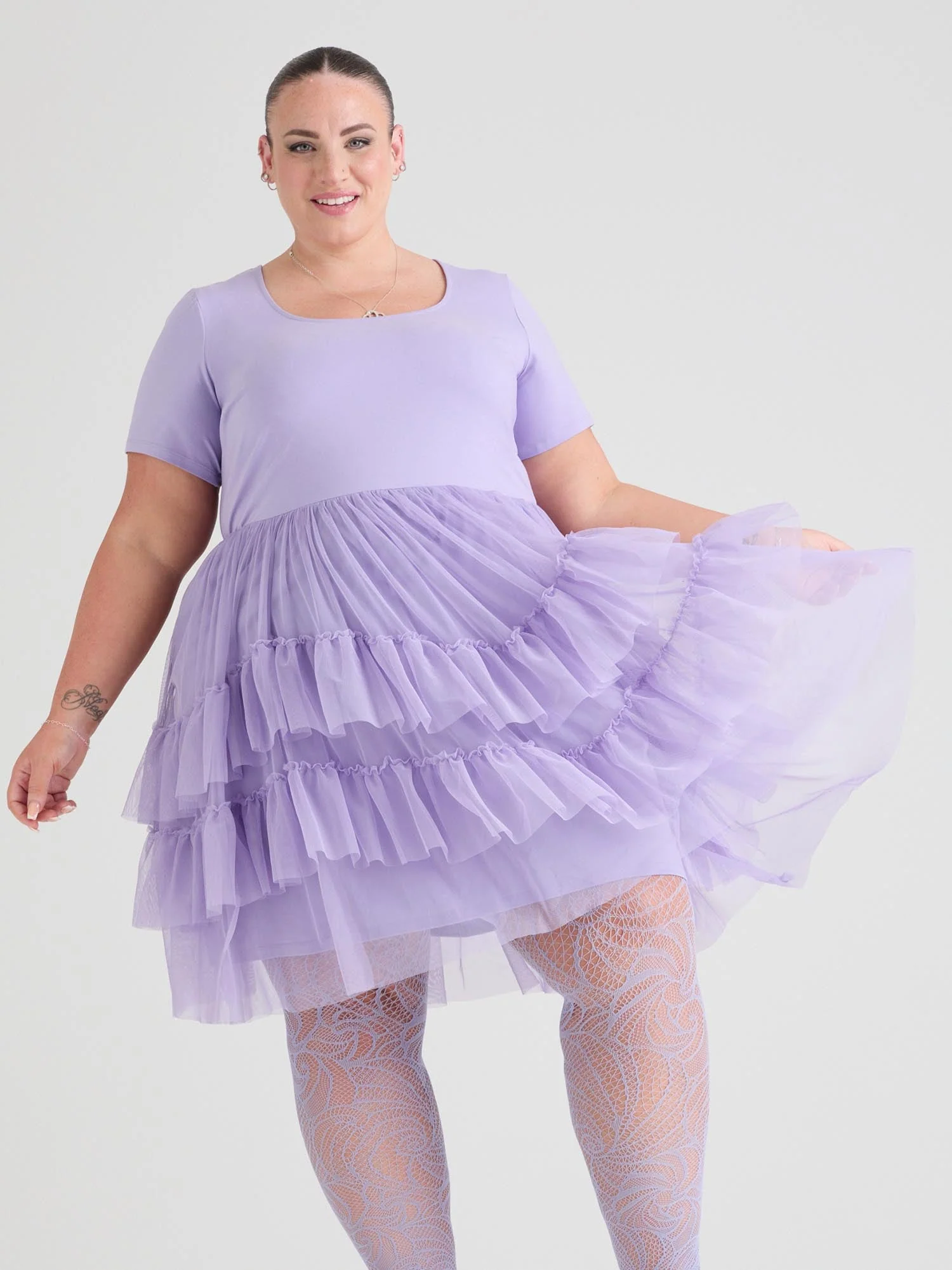 Tee Mesh Dress - Lavender Fields - Zenithce