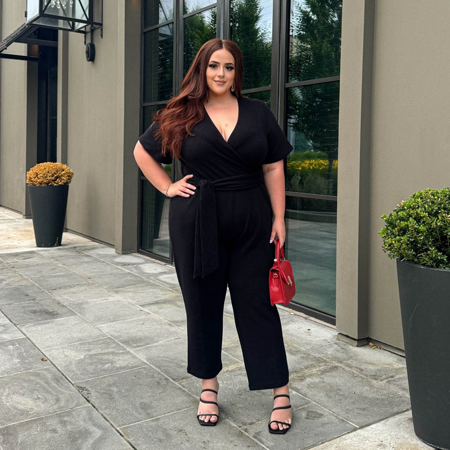 Ottoman Wrap Jumpsuit - Black - Zenithce