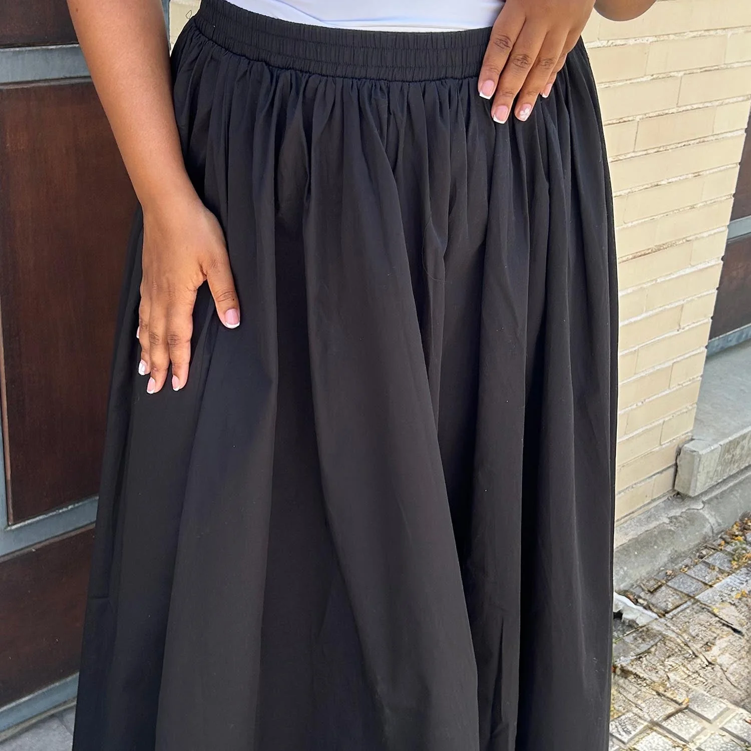 Midaxi Poplin Skirt - Black - Zenithce