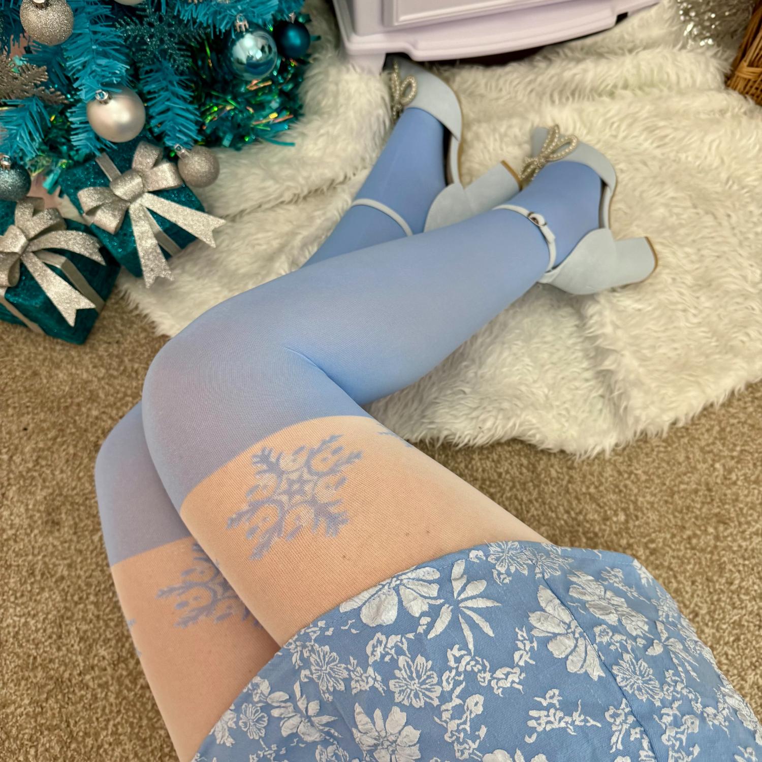Christmas Tights - Snowflake Garter - Zenithce