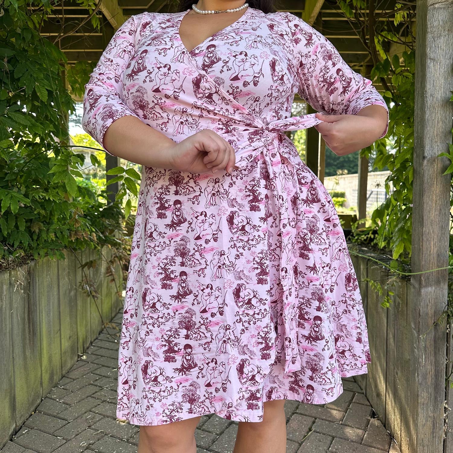 Mini Wrap Dress - Passion au Jardin - L'Amour Rose - Zenithce